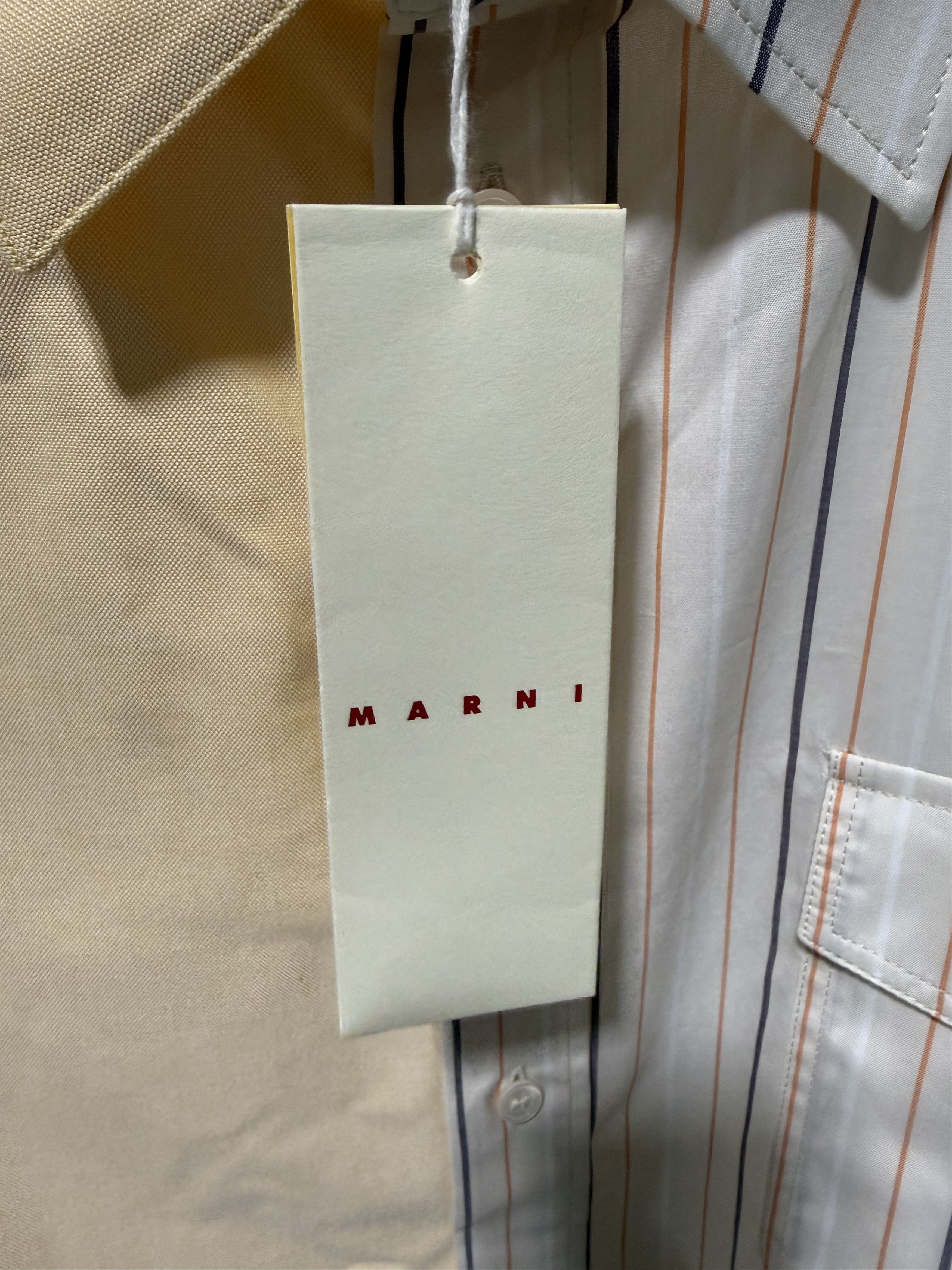 Marni Marni Half Poplin Striped Shirt 'Ivory' Size US L / EU 52-54 / 3 - 2 Thumbnail