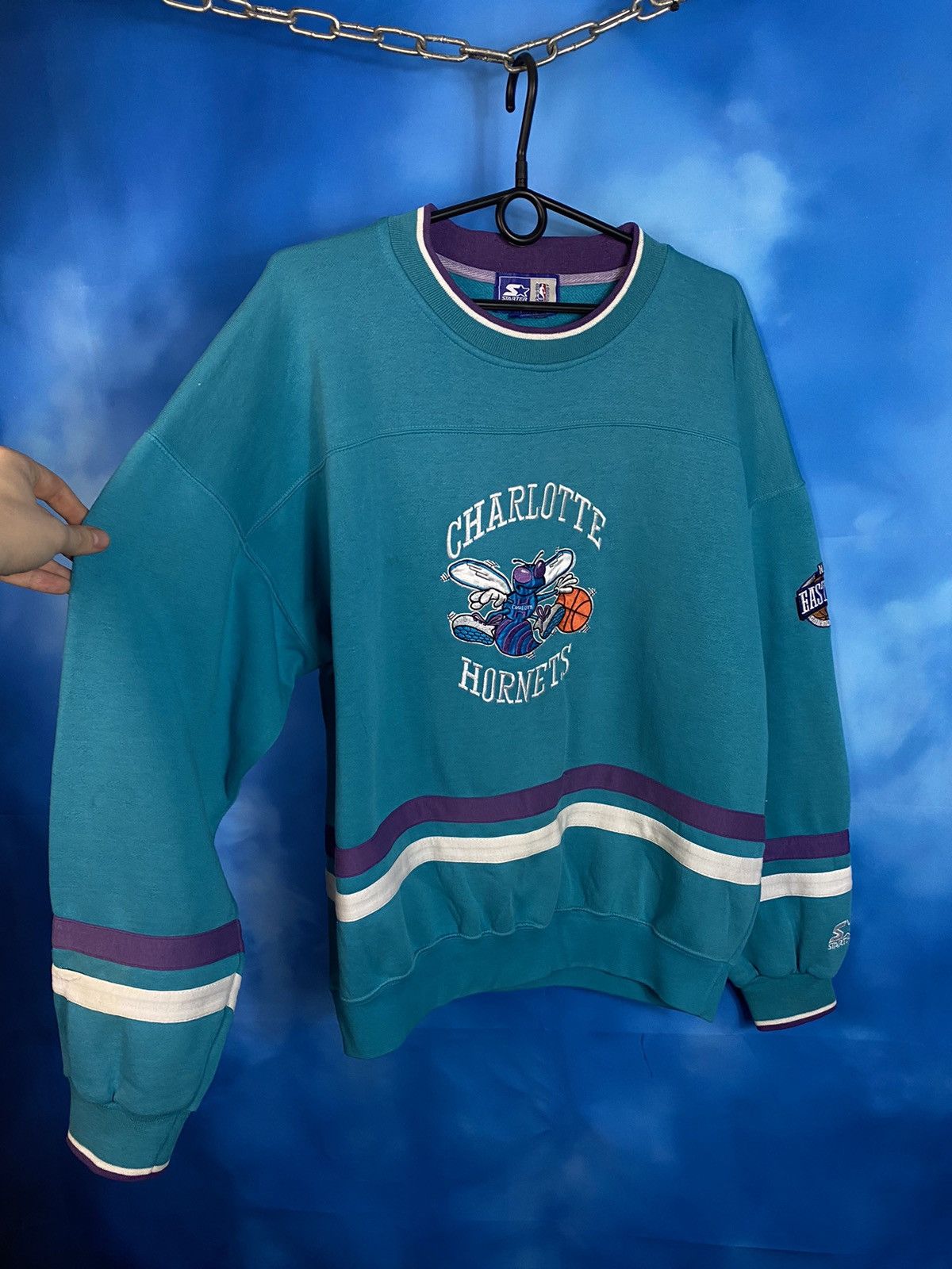 NBA Starter NBA Charlotte Hornets sweatshirt player 90s Size US L / EU 52-54 / 3 - 2 Thumbnail