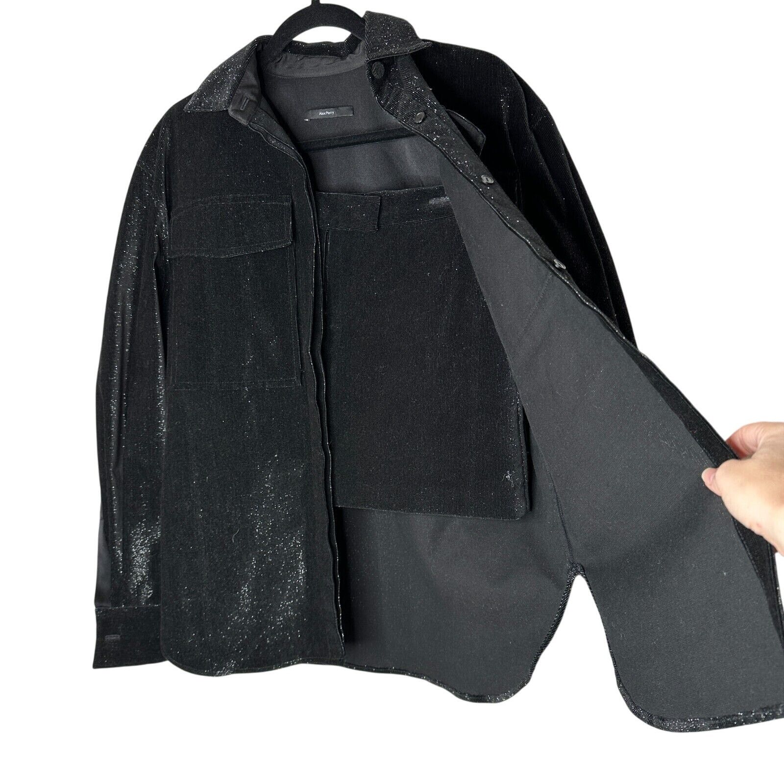 Alex Perry Alex Perry SET Black Shimmer Long Sleeve Shirt Mini Skirt 6 Size S / US 4 / IT 40 - 1 Thumbnail