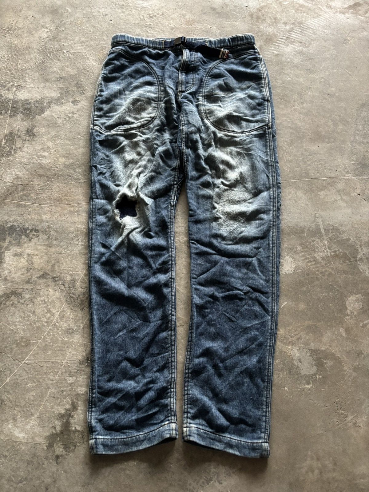 Hysteric Glamour × Japanese Brand RARE HYSTERIC GLAMOUR sweatpant denim distressed patchwork Size US 31 - 1 Thumbnail