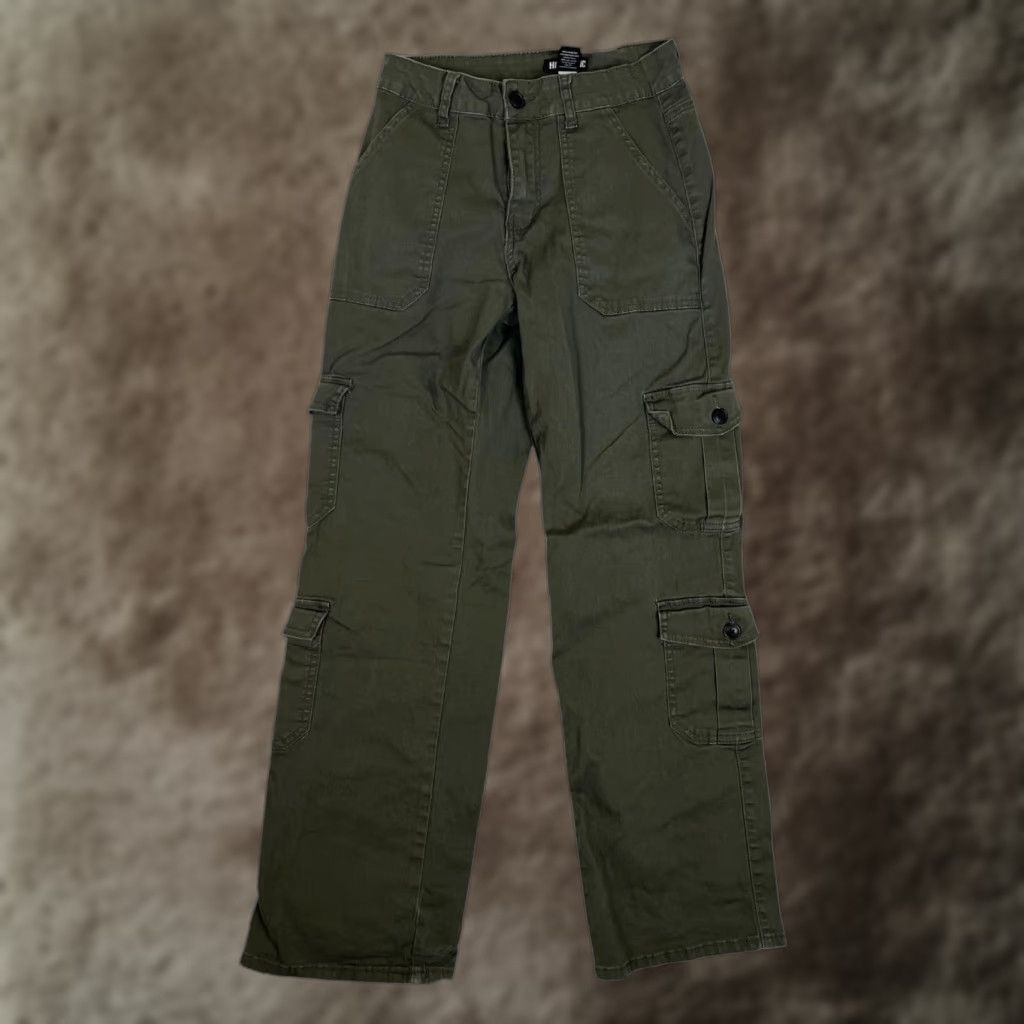 Hot Topic Hot Topic Juniors Cargo Pants Green Twill Straight Leg Pockets 3 Casual Utility Jeans Size 26" / US 2 / IT 38 - 1 Thumbnail