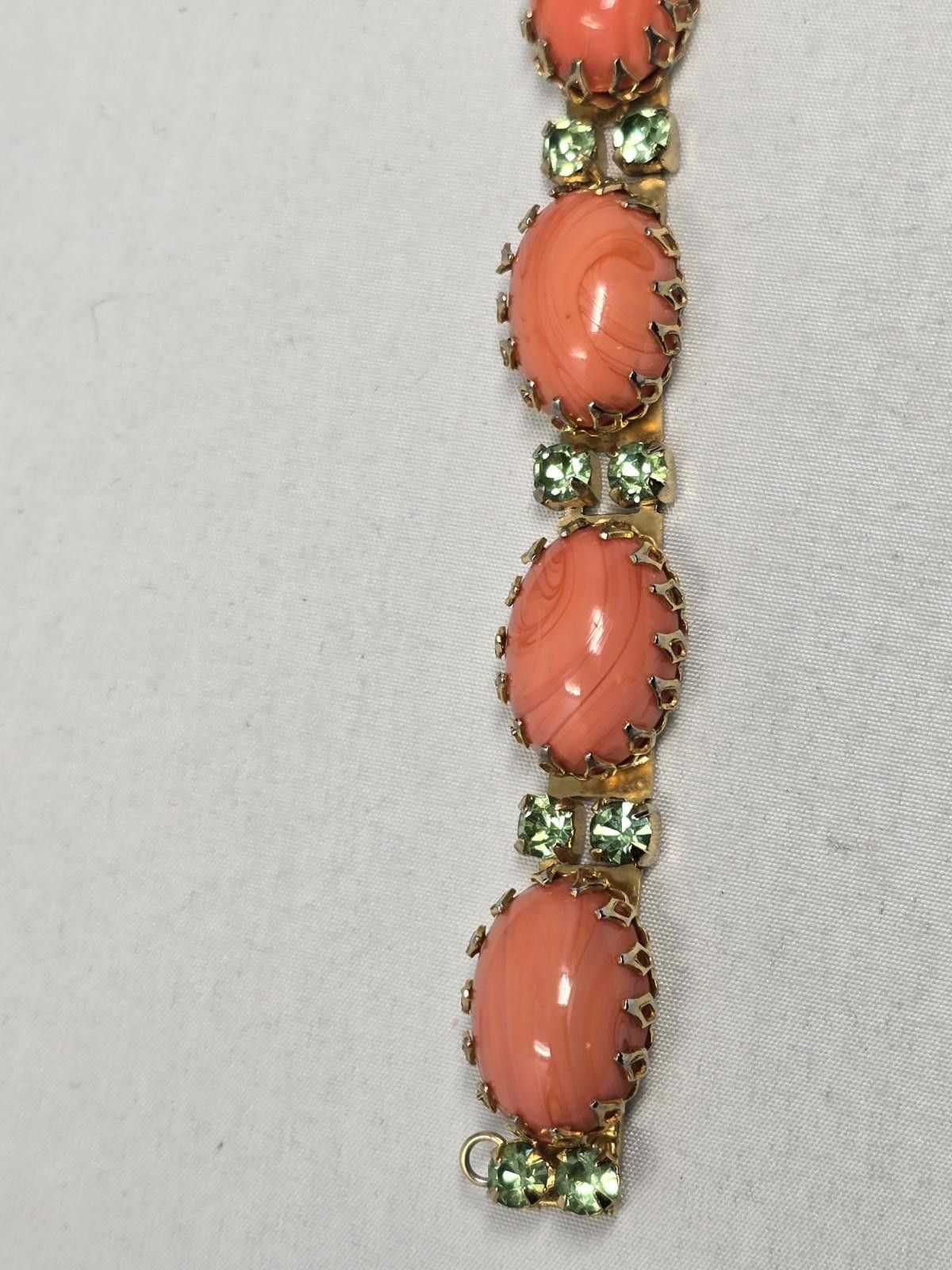 Other Vintage Hattie Carnegie Coral Cabochon Bracelet Signed Size ONE SIZE - 4 Thumbnail