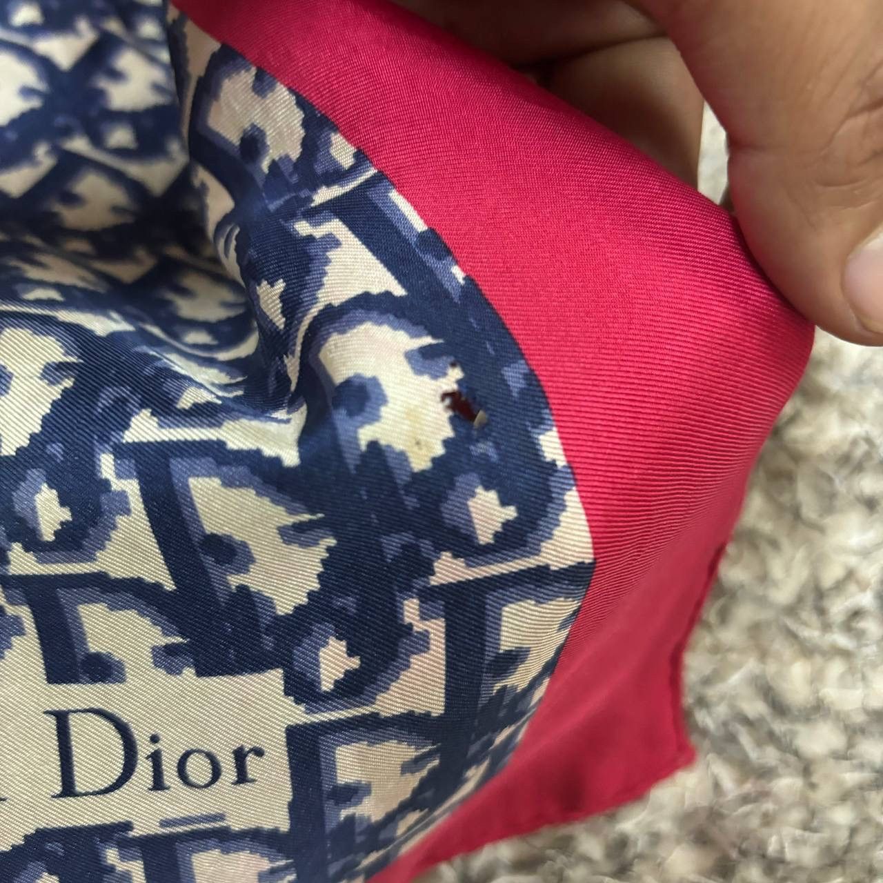 Christian Dior Monsieur Vtg Christian Dior Trotter Monogram Silk Scarf Red Border Size ONE SIZE - 7 Thumbnail