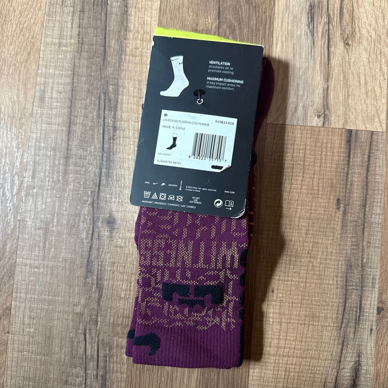 Nike 2015 Nike LeBron Quick Elite Dri-Fit Crew Socks Size ONE SIZE - 3 Thumbnail