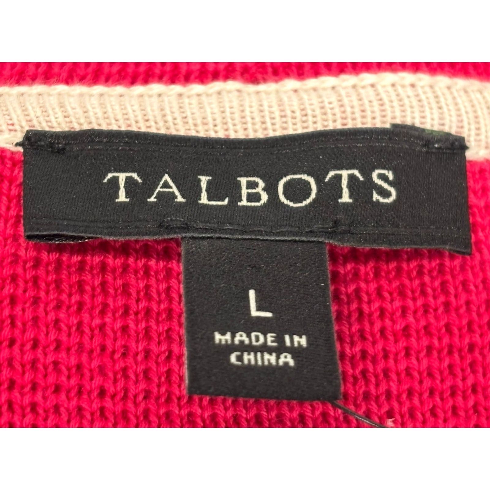 Talbots Talbots Cardigan Sweater Jacket Women L Pink White Striped Knit Cotton Blend Regular Size L / US 10 / IT 46 - 6 Thumbnail