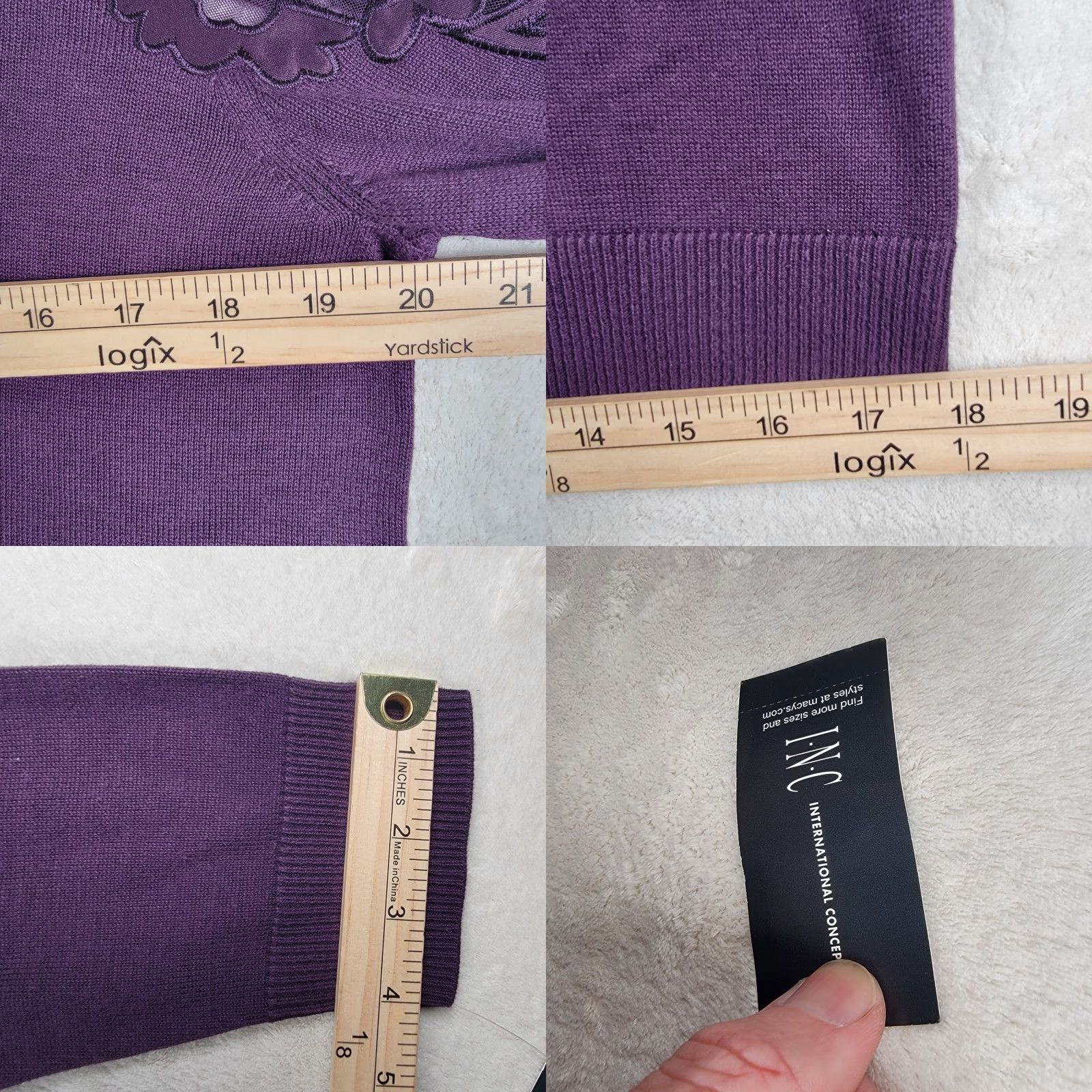 Vintage INC International Concepts Cardigan Sweater Women's Large Purple Blackberry Jam Floral Knit NWT Size L / US 10 / IT 46 - 8 Thumbnail