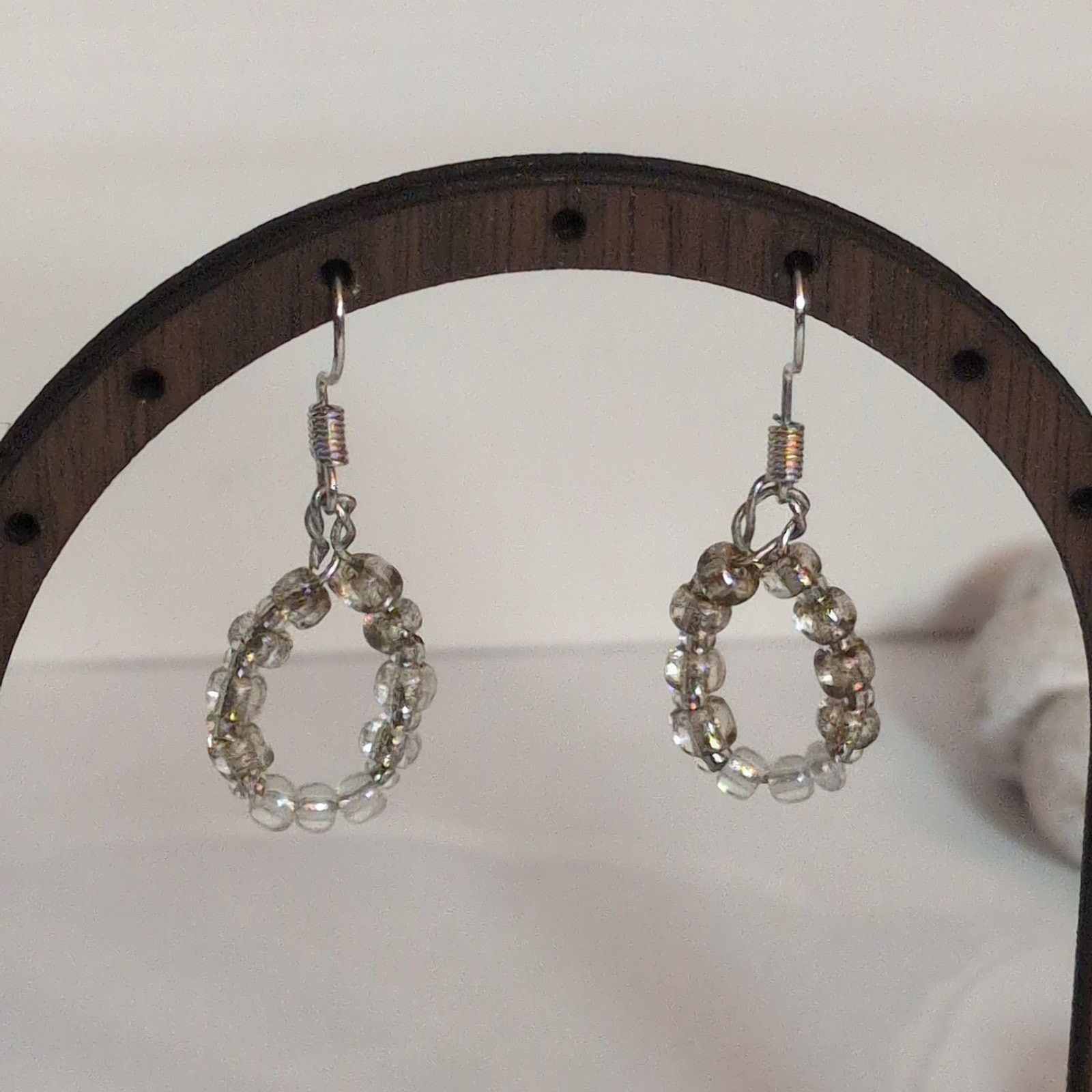 Vintage Dainty VTG 1980 Silver-Tone Teardrop Beaded Loop Earrings Size ONE SIZE - 3 Thumbnail
