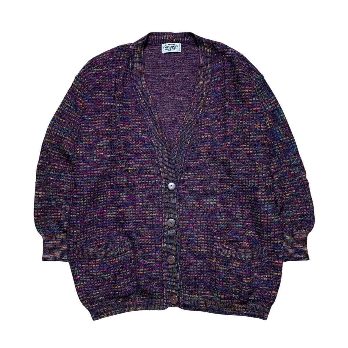 Vintage Missoni Example 3D Multicolored Knit Cardigan