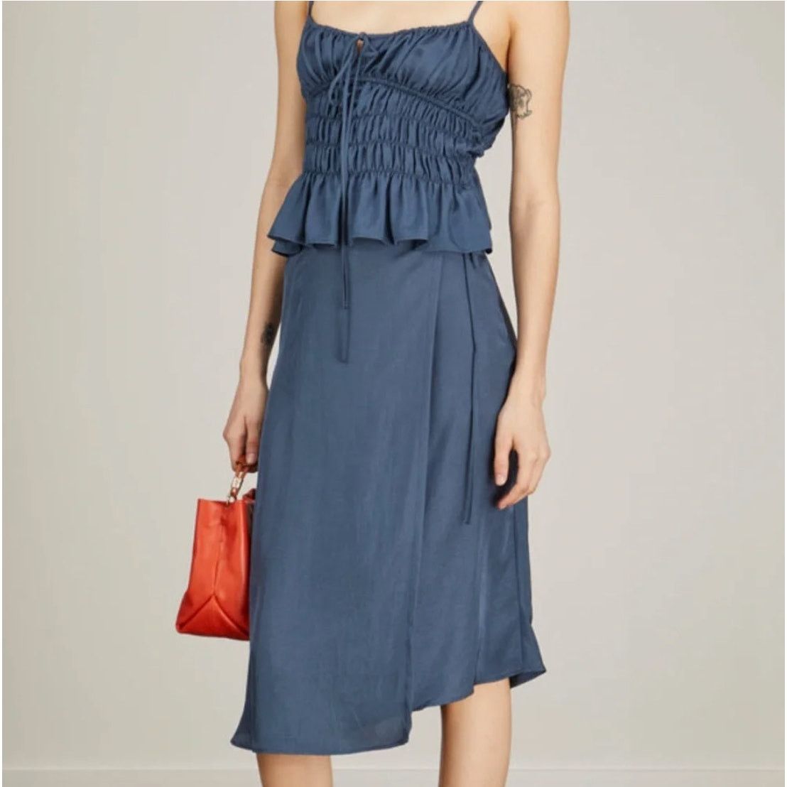 Ciao Lucia Ciao Lucia | NWT Ricarda Midnight Navy Wrap Midi Skirt L Size 30" / US 8 / IT 44 - 1 Thumbnail