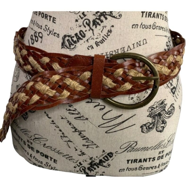 J.Crew J. Crew Women Small Belt Brown Leather Tan Jute Braided Boho Size ONE SIZE - 8 Thumbnail