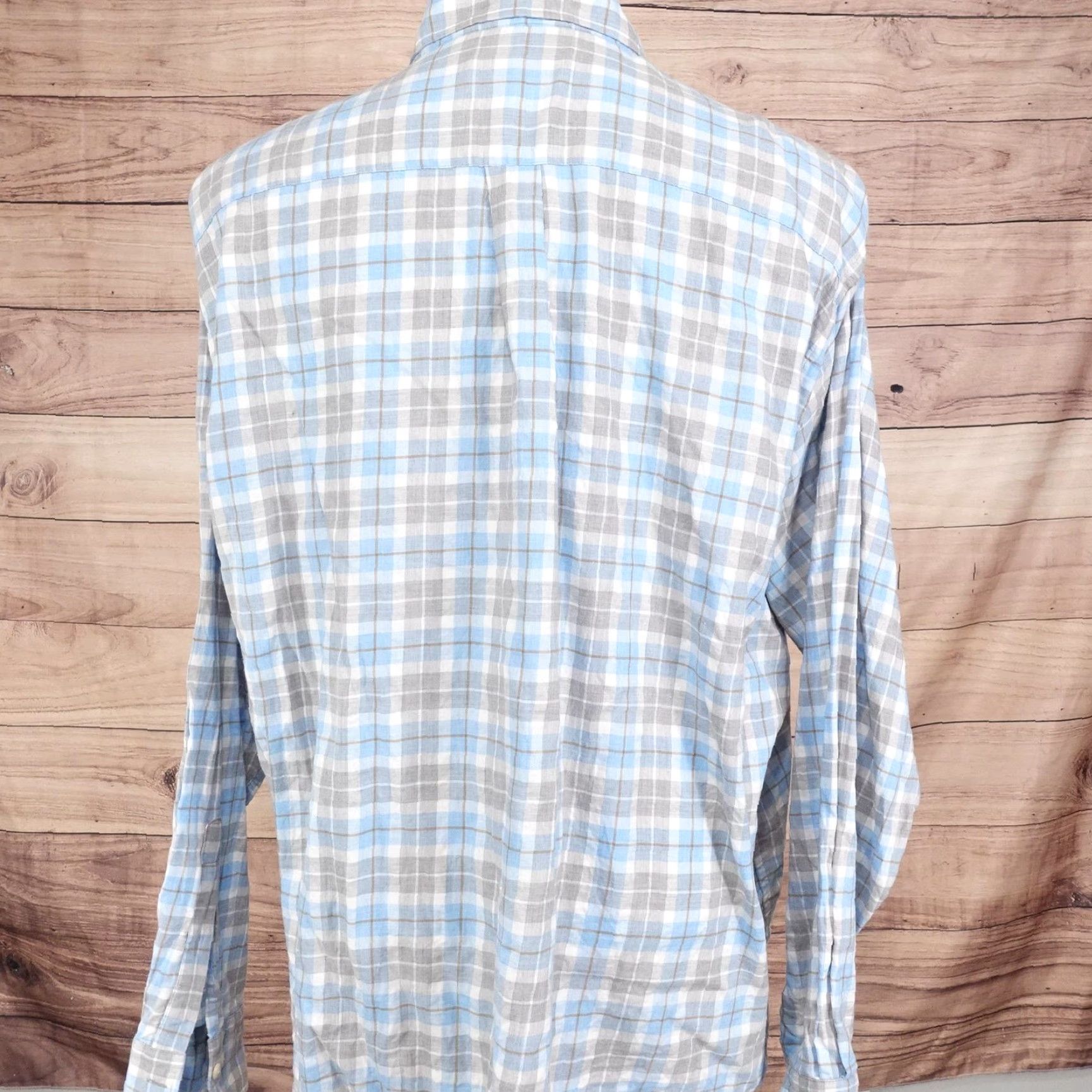Peter Millar Peter Millar Shirt Mens 2XL Blue Gray Plaid Long Sleeve Button Down Casual Size US XXL / EU 58 / 5 - 4 Thumbnail