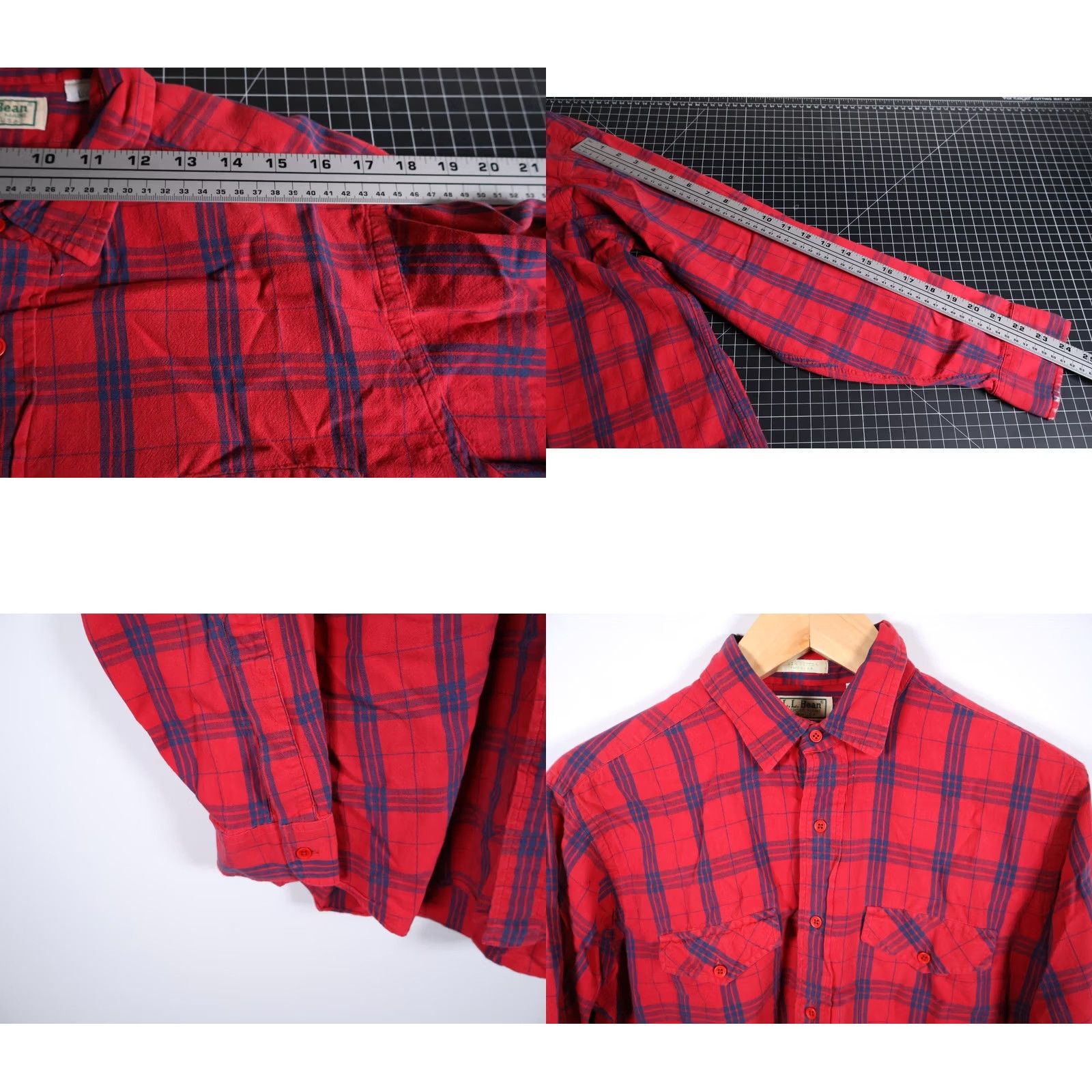 Vintage VINTAGE 80s L.L. Bean Shirt Men's Large Red Blue Check Long Sleeve Button Up USA Made Size US L / EU 52-54 / 3 - 8 Thumbnail