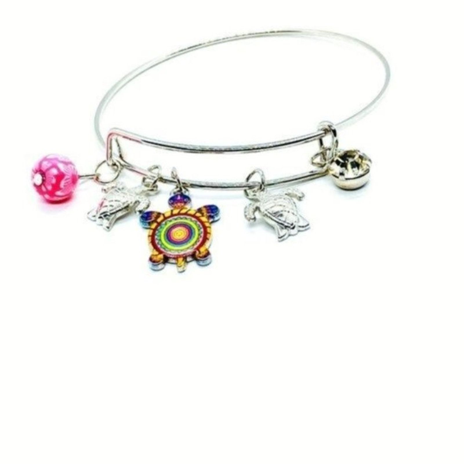 Other Beaded Sea Turtle Charm Colorful Bangle Bracelet Size ONE SIZE - 4 Thumbnail