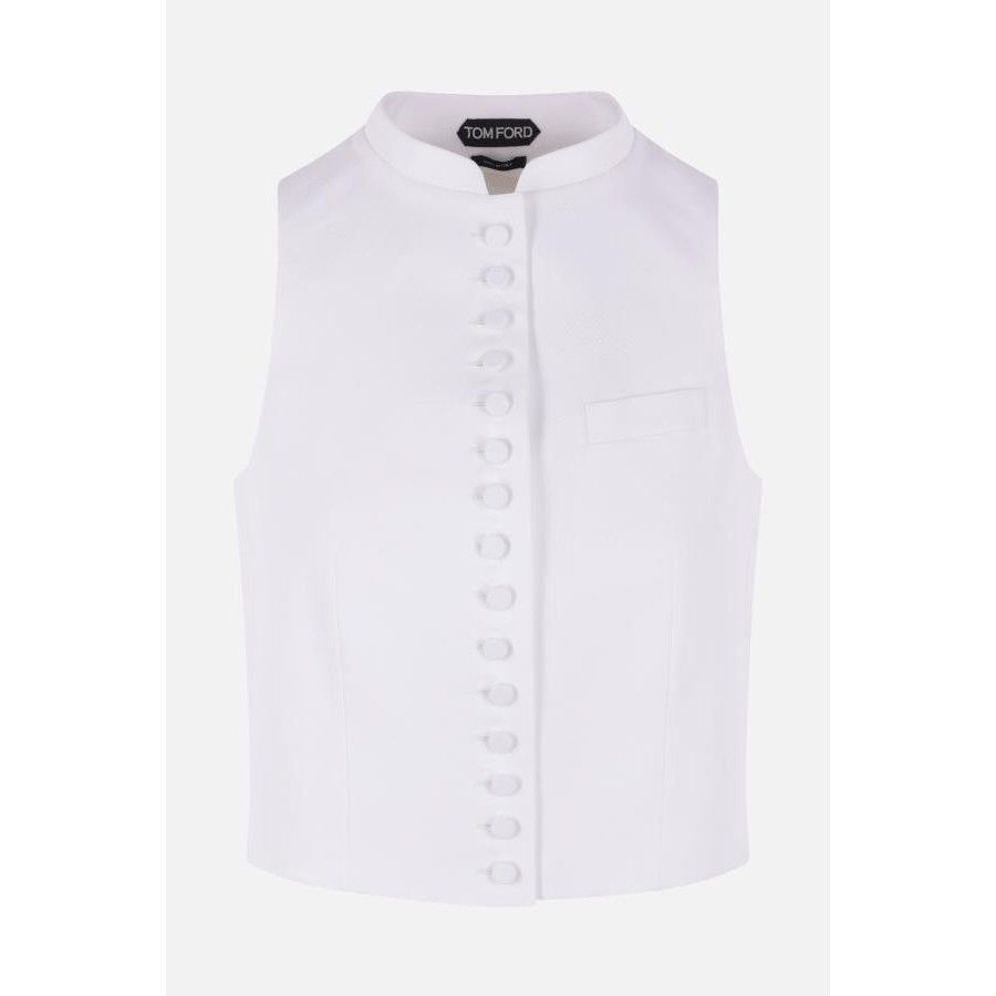 Tom Ford TOM FORD White Piquet Single-Breasted Vest New & Authentic ( Size M / US 6-8 / IT 42-44 - 1 Thumbnail