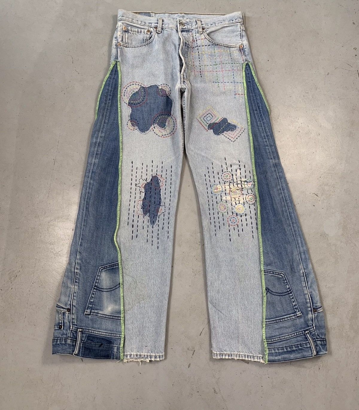 Levi's 1of1 vintage custom shashiko stitch baggy denim pants Size US 34 / EU 50 - 1 Thumbnail