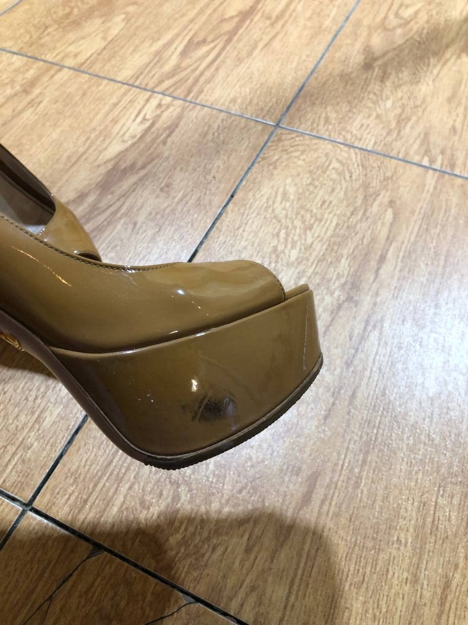 Prada PRADA Luxury Patent Leather Peep Toe Stiletto Heels Platform Size US 9 / IT 39 - 4 Thumbnail