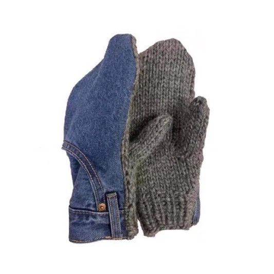 Bless Nº75 Pocketgloves Denimknit Blue/Grey Size ONE SIZE - 1 Thumbnail