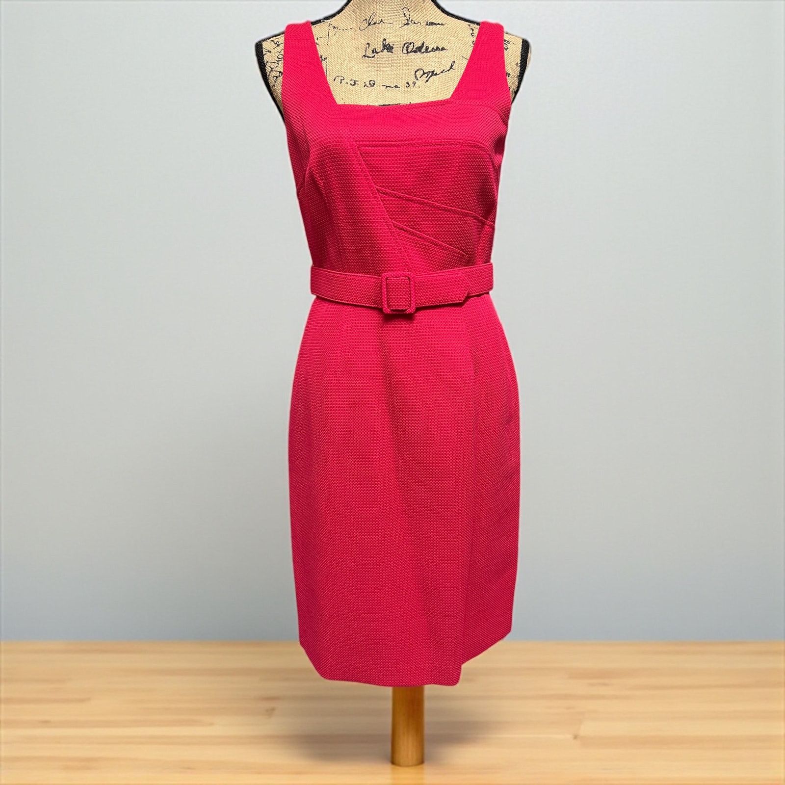 Vintage David Meister Pink Belted Sheath Dress-Size 4-Sleeveless Fit Size S / US 4 / IT 40 - 2 Thumbnail