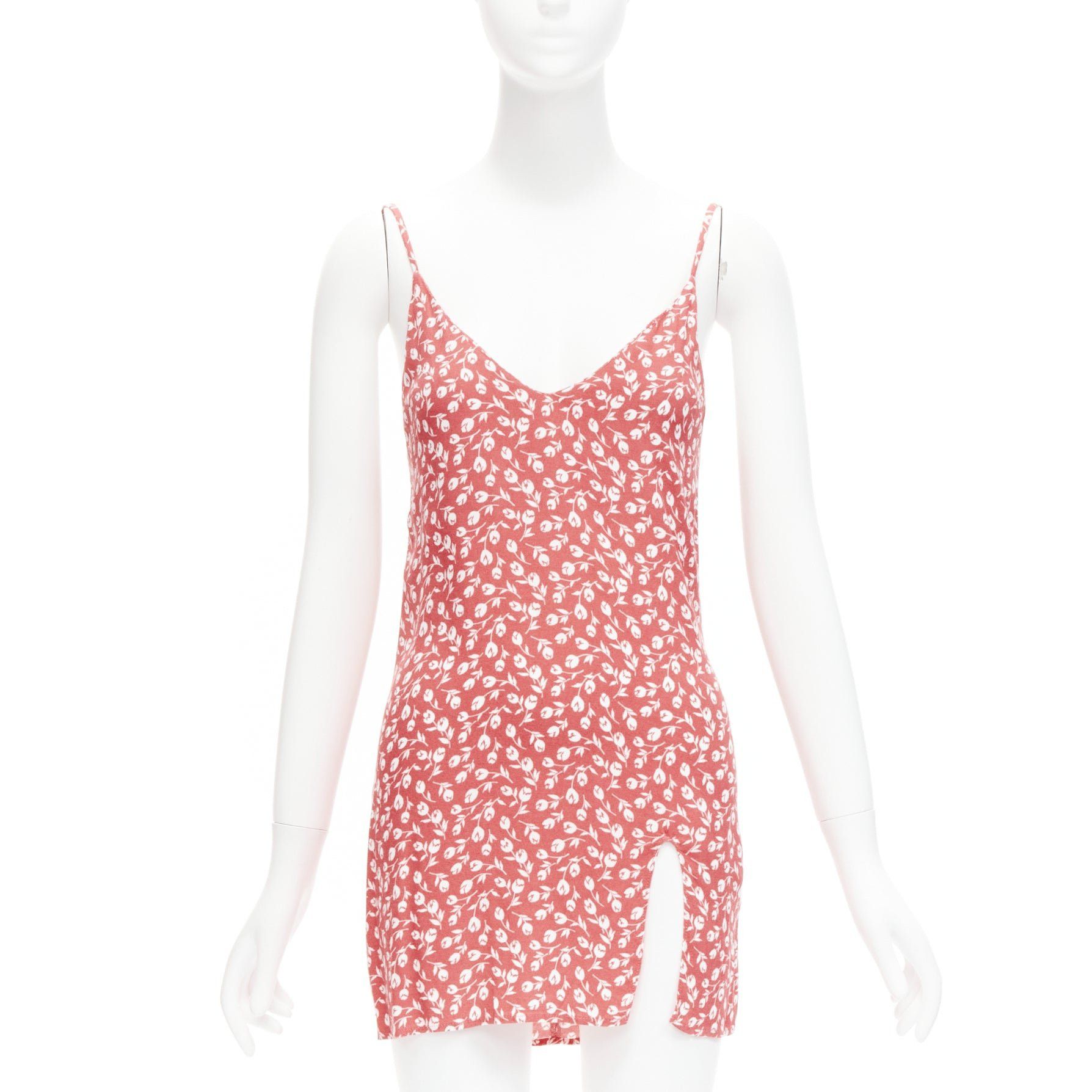 Reformation REFORMATION Marlowe pink white floral print high slit mini slip dress XS Grailed