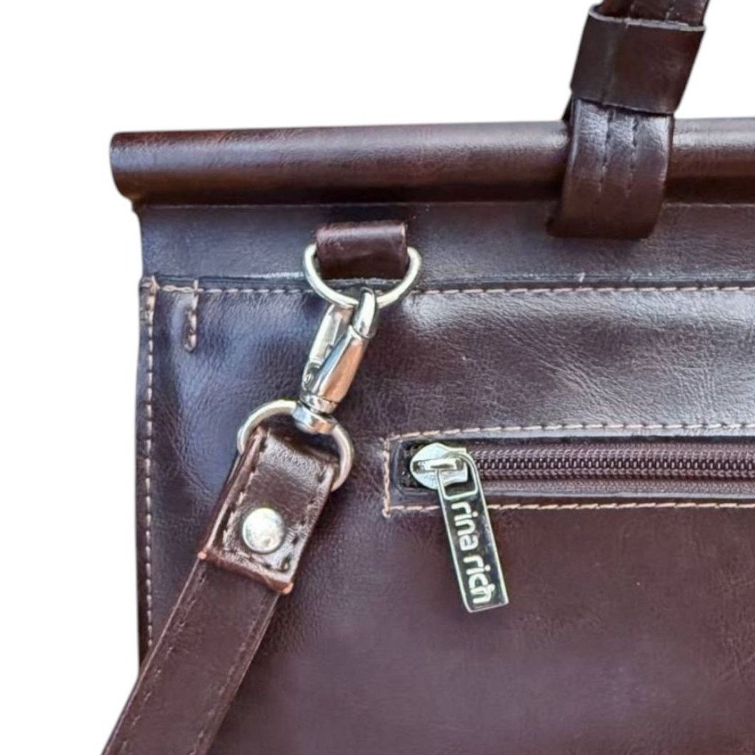 NBDN Nobrandedon Rina Rich Brown Leather Satchel Bag Purse Size ONE SIZE - 6 Thumbnail