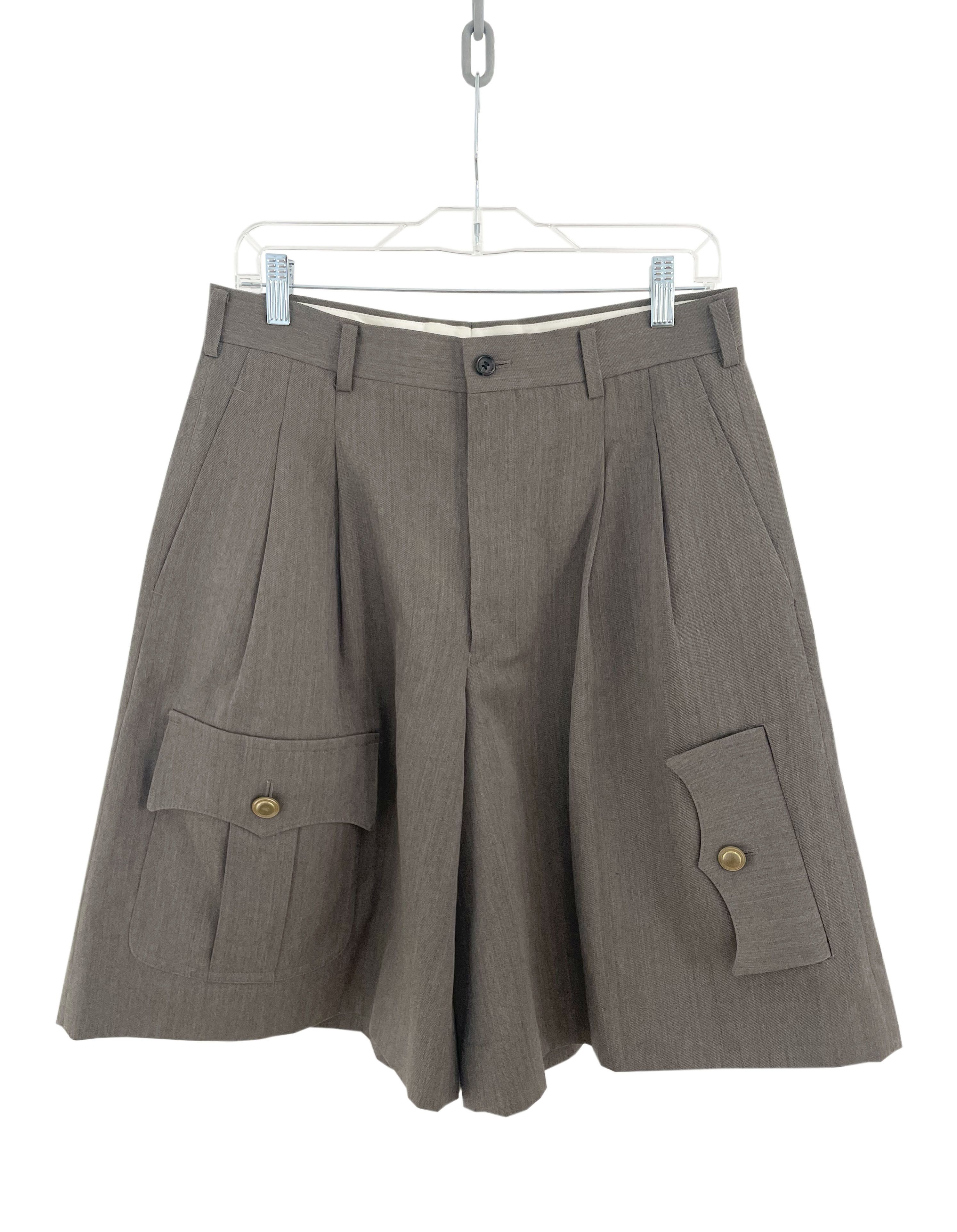 Comme des Garcons Homme Plus 2014 Wide Wool Shorts Size US 30 / EU 46 - 1 Thumbnail