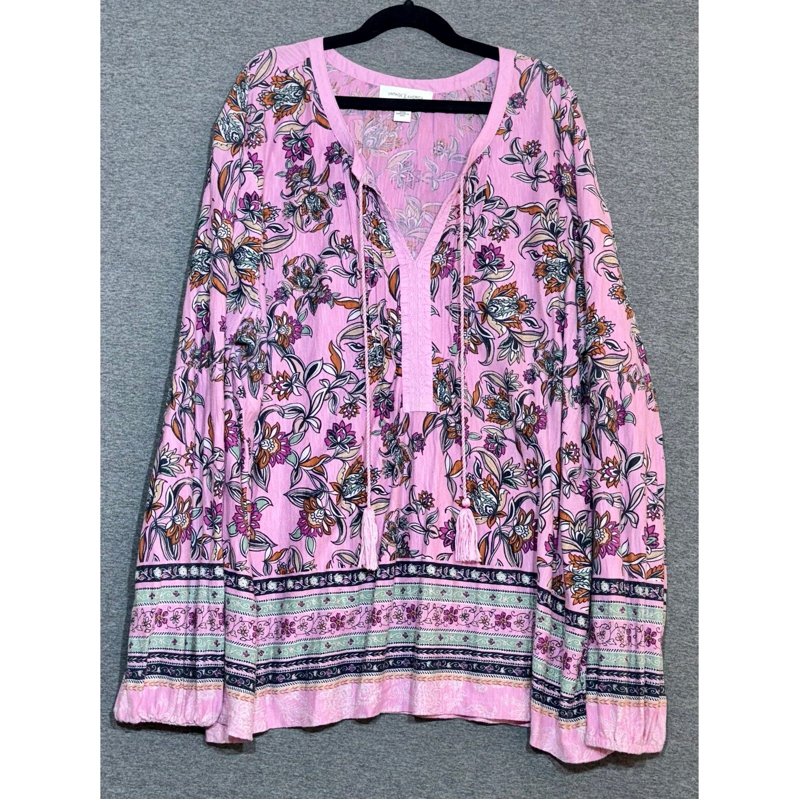 Other Vintage America | Floral Peasant Tassel Long Sleeve Top | XL Size XL / US 12-14 / IT 48-50 - 1 Thumbnail