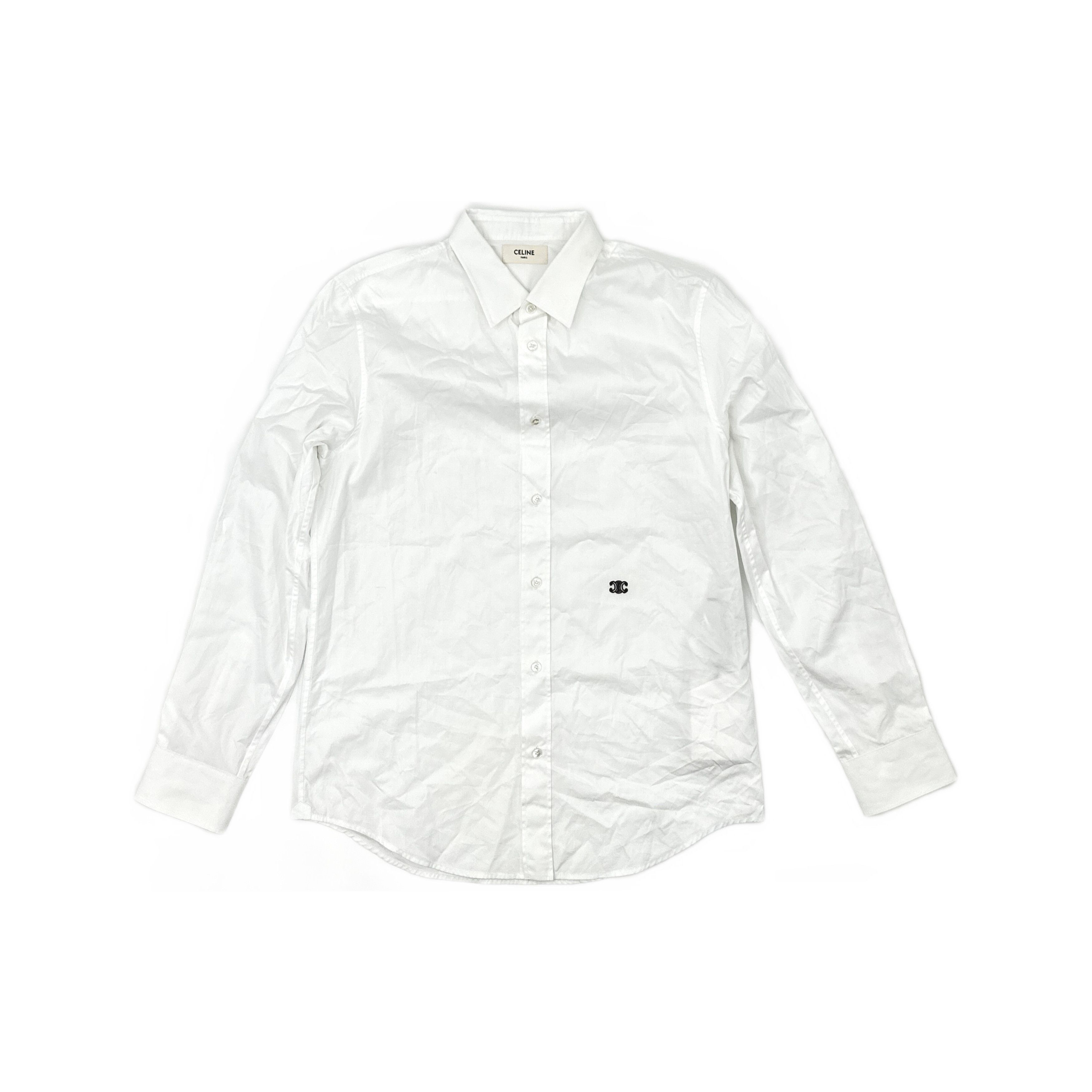 Celine Celine White Cotton Button Up Shirt Size M Size US XXS / EU 40 - 1 Thumbnail