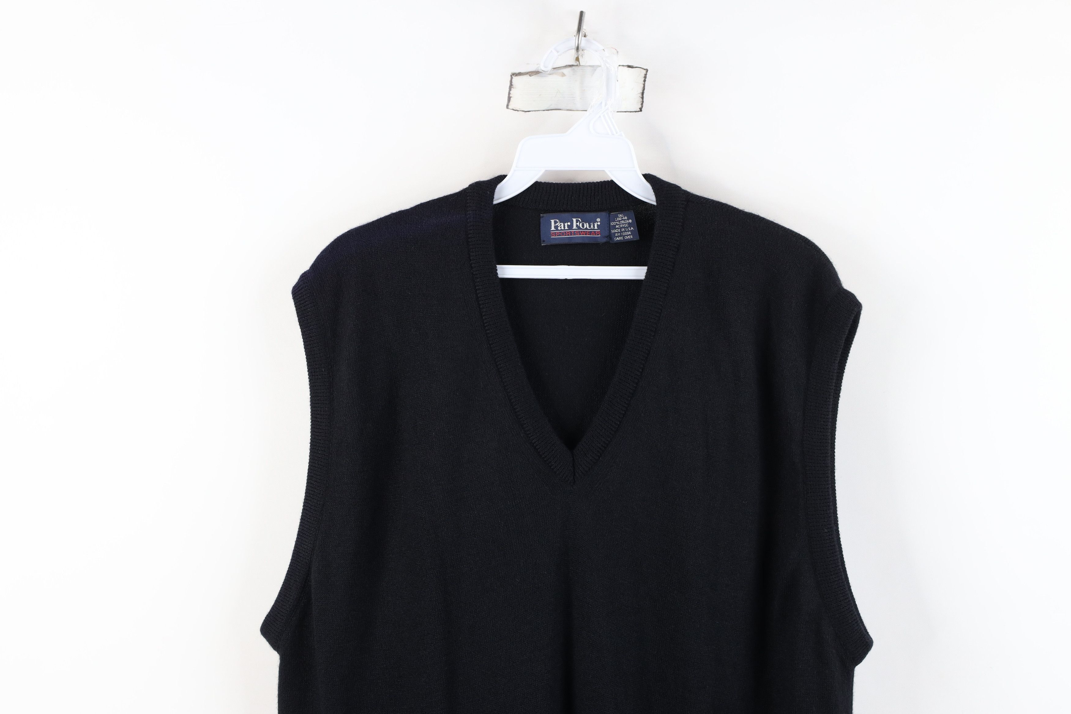 Vintage 90s Streetwear Knit V-Neck Sweater Vest USA Black