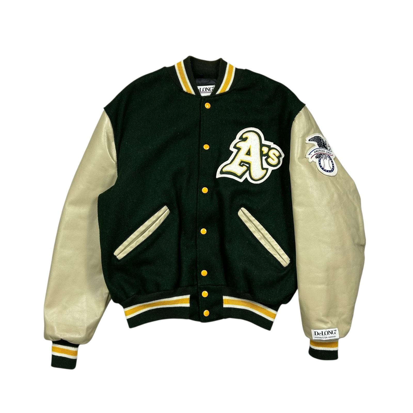 MLB VTG 90s OAKLAND ATHLETICS A's DELONG VARSITY JACKET Size US S / EU 44-46 / 1 - 2 Thumbnail