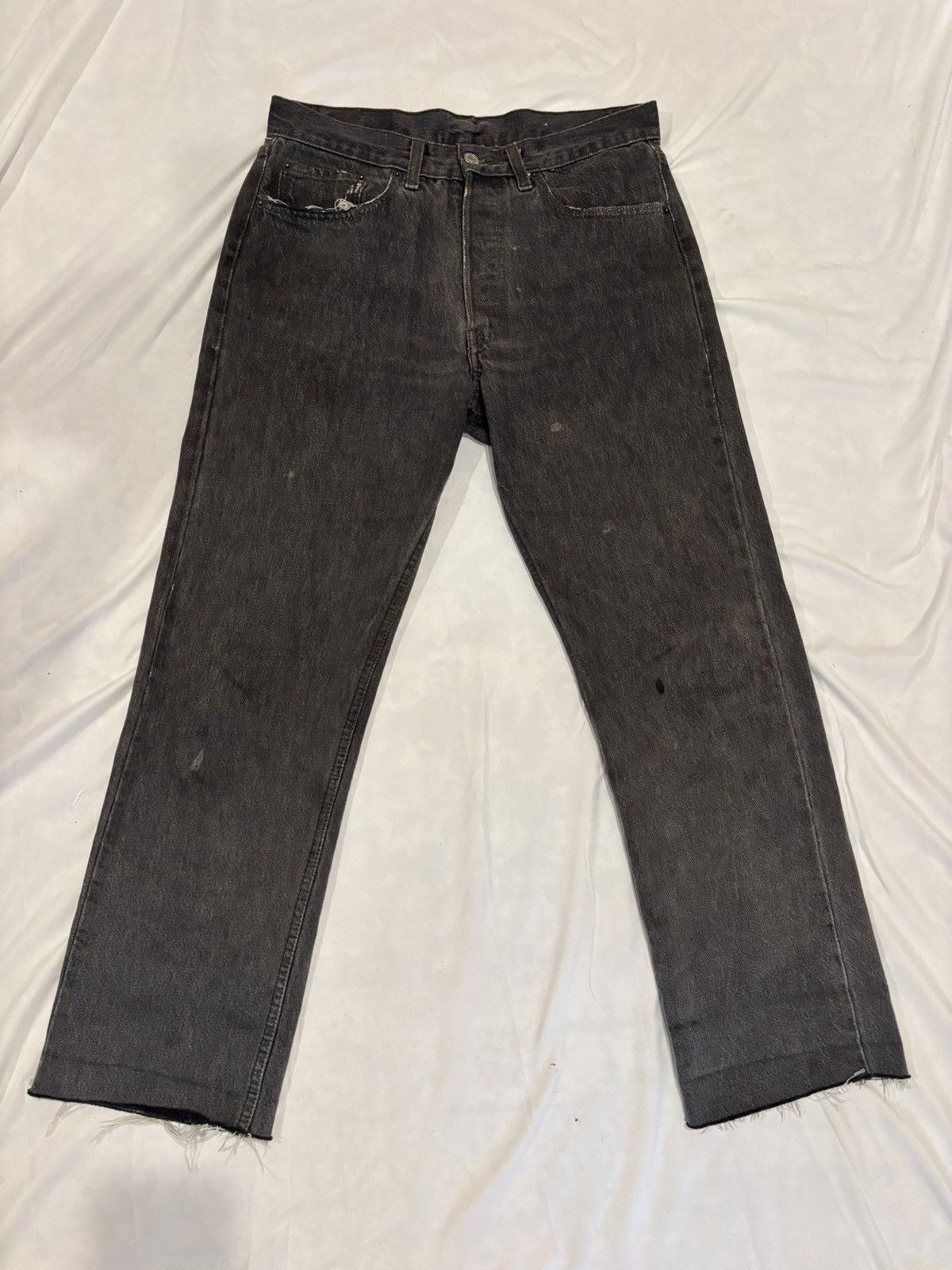 Levi's Distressed 80s Levi's 501-0658 Black Yarn Dyed Denim 32 × 28 Size US 32 / EU 48 - 1 Thumbnail