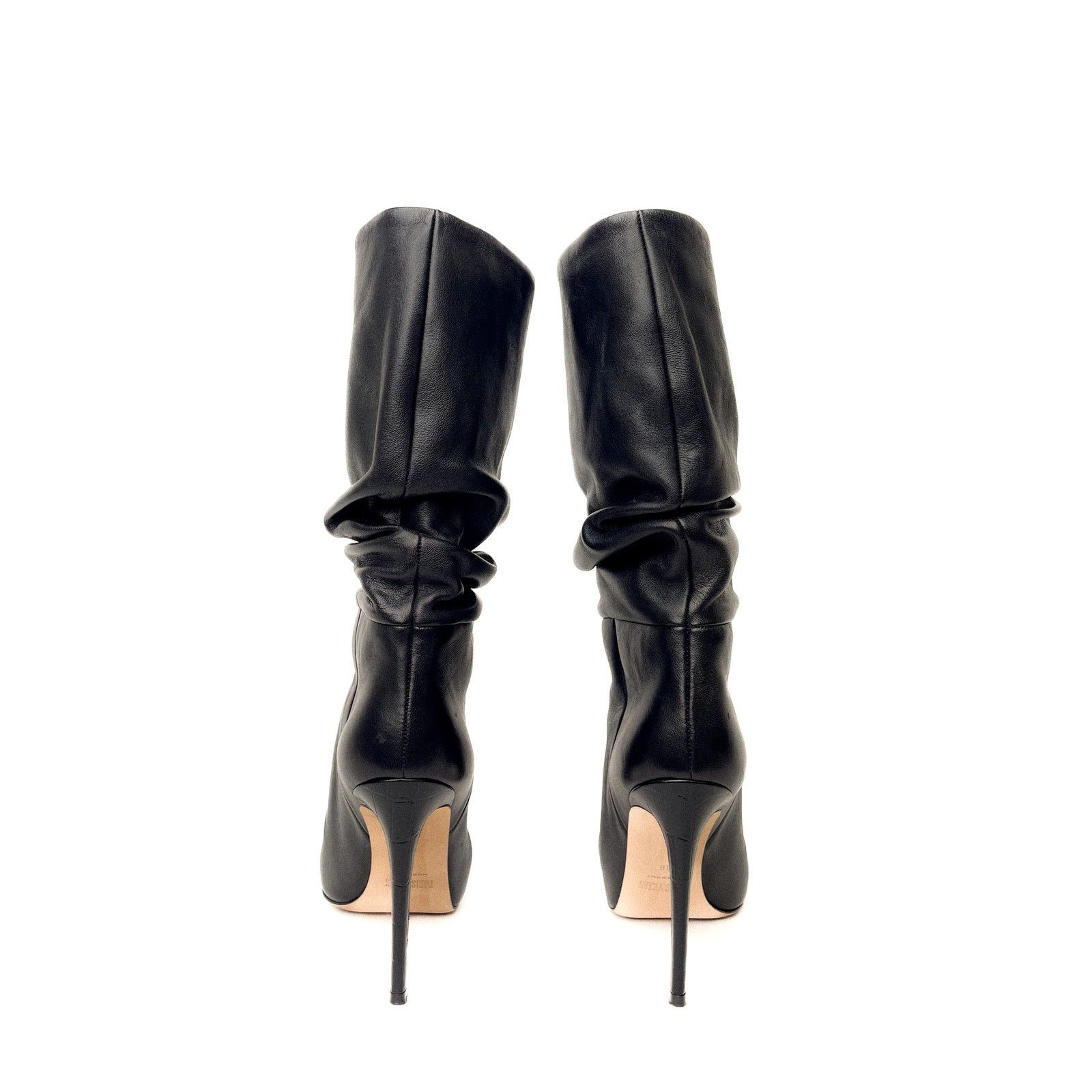 Paris Texas Black Leather Slouchy High Heel Boots Size US 8.5 / IT 38.5 - 4 Thumbnail