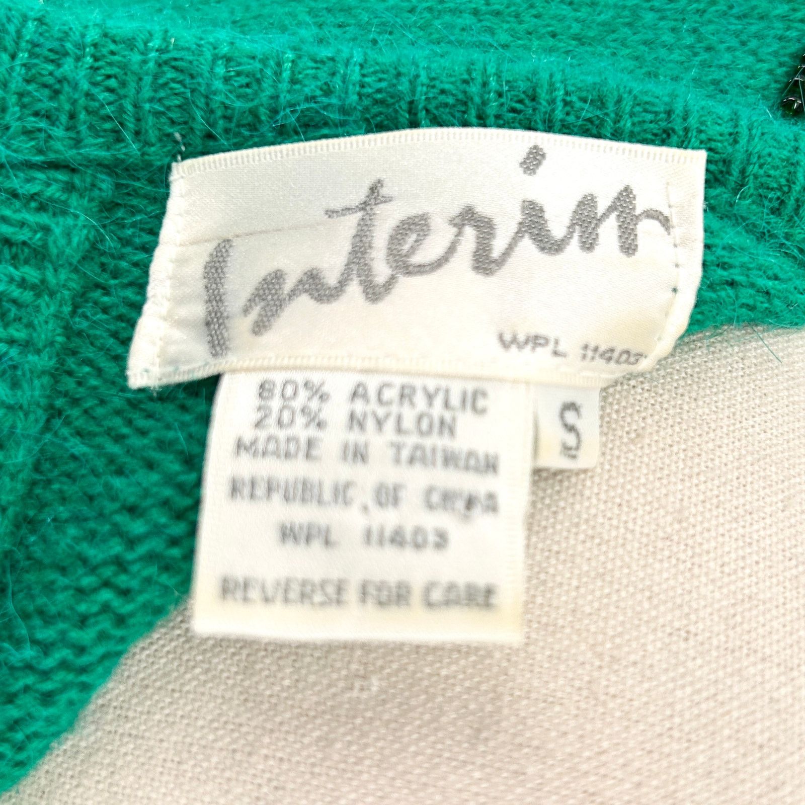 Vintage 80s Interim Green Sequin Shoulder Pad Knit Sweater Dress Size S / US 4 / IT 40 - 7 Thumbnail