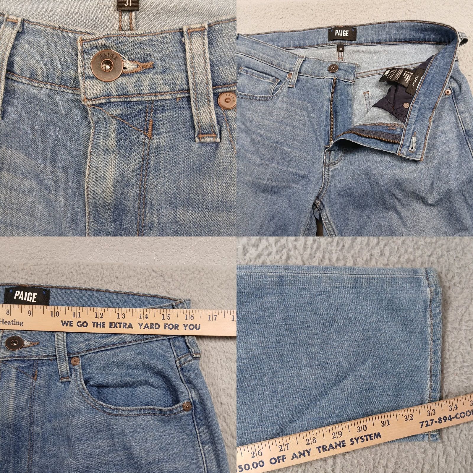 Paige PAIGE Federal Slim Straight Jeans Men's 31 Burnett Blue Rayon Blend EUC Size US 31 - 8 Thumbnail
