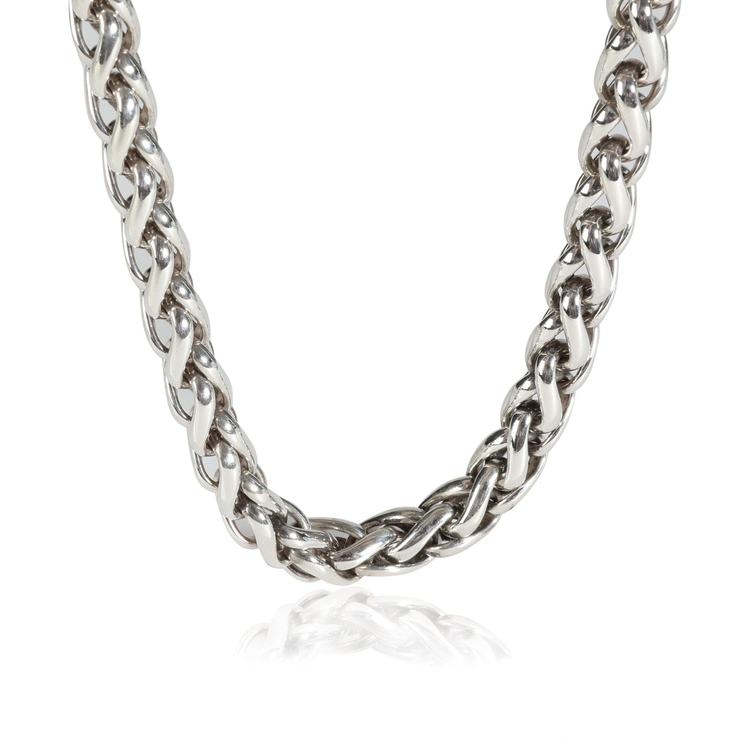 image of David Yurman Diamond Wheat Chain Necklace In 14K Yg/ss 0.68 Ct in Silver, Women's