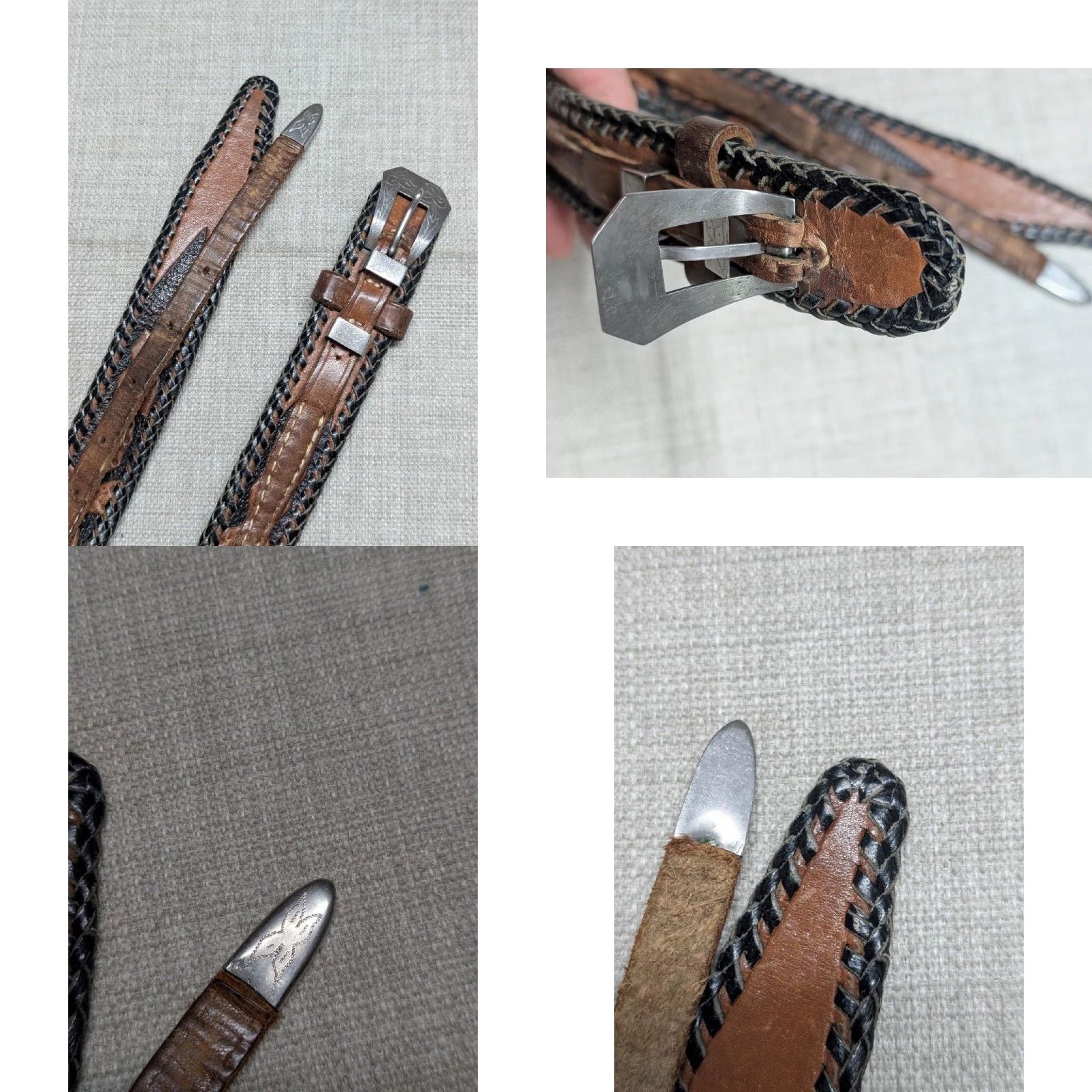 Vintage VINTAGE handcrafted western belt Unisex Adults 28 cowhide leather Tooled Brown 1-1/4" width 34.5" length 26-30 holes Mens Womens Size 28 - 8 Thumbnail