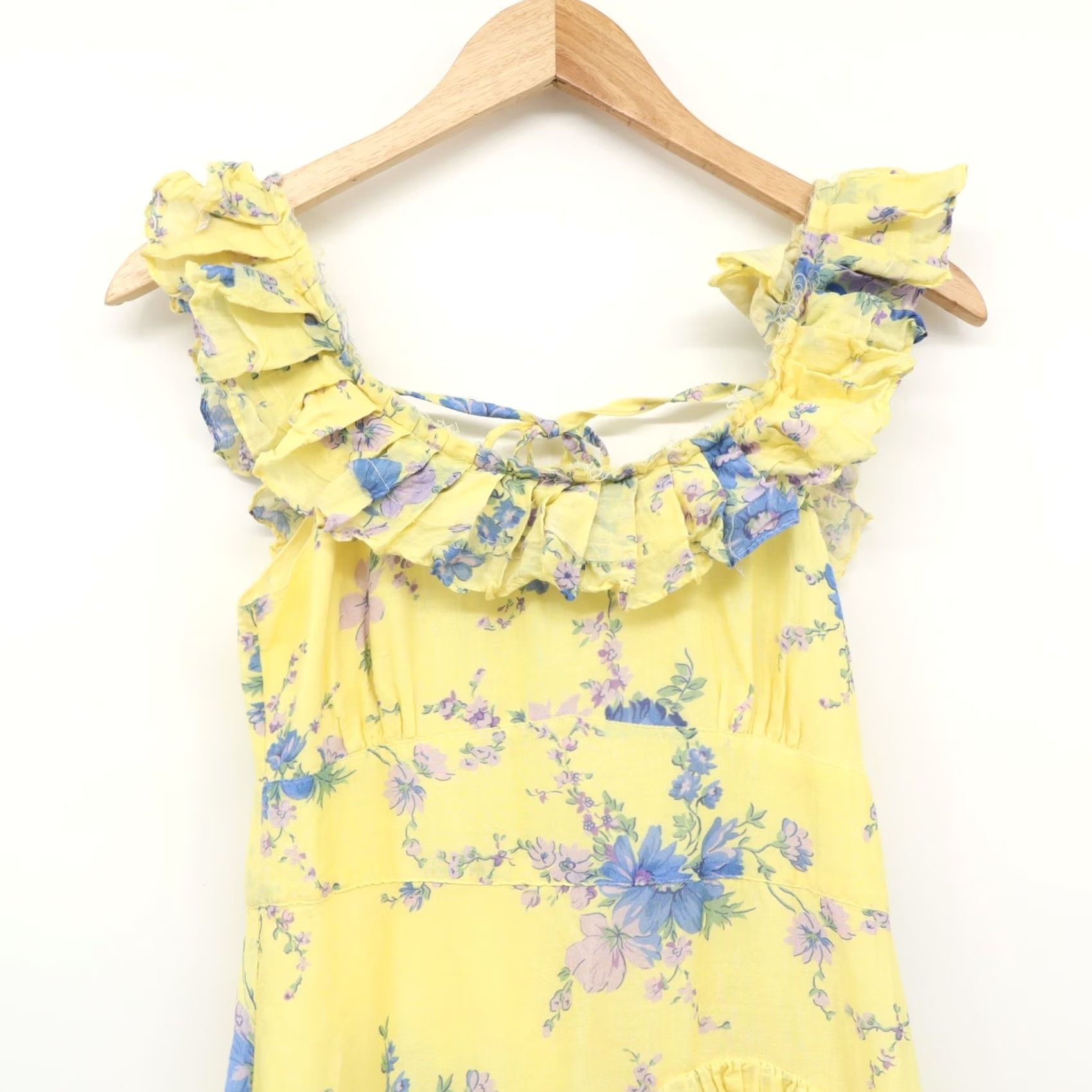 LoveShackFancy LoveShackFancy Dress Maxi Floral Off Shoulder Yellow Sz 00 Women's Sleeveless Asymmetric Viscose Rayon Long Size XXS / US 00 / IT 34 - 3 Thumbnail