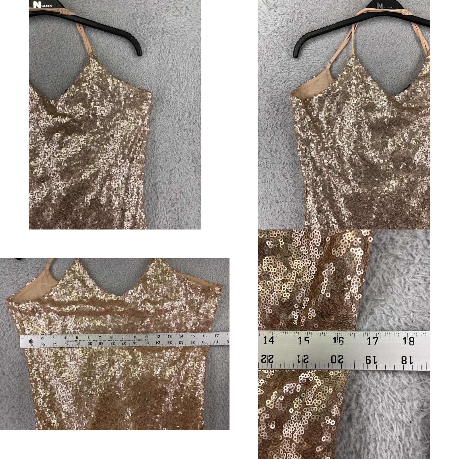 Vintage Free Press Dress Womens Small Gold Sequin Polyester Lined Cocktail Micro 32" len Size S / US 4 / IT 40 - 8 Thumbnail