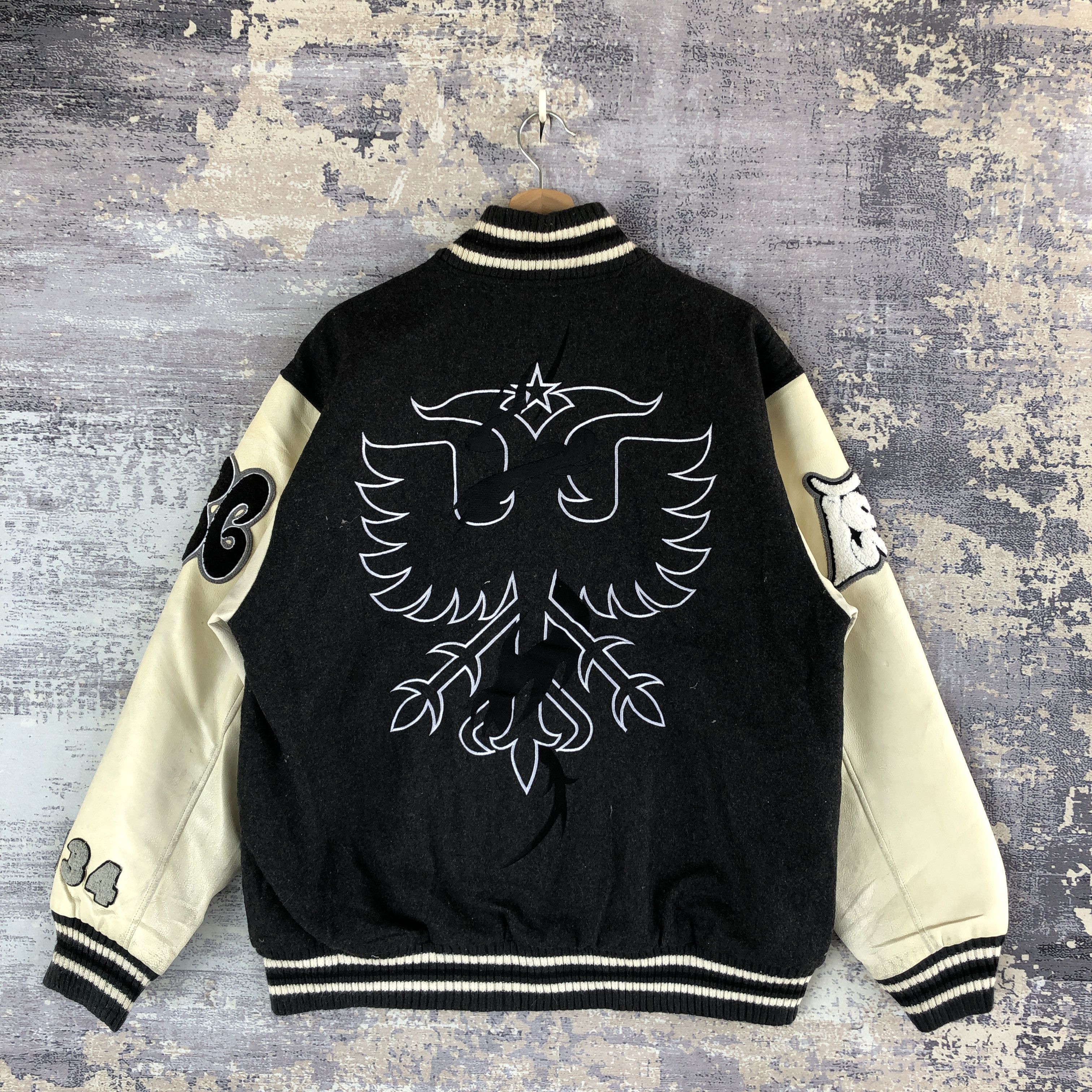 Vintage BONG Varsity Jacket Letterman Leather Wool Jacket Size US L / EU 52-54 / 3 - 2 Thumbnail