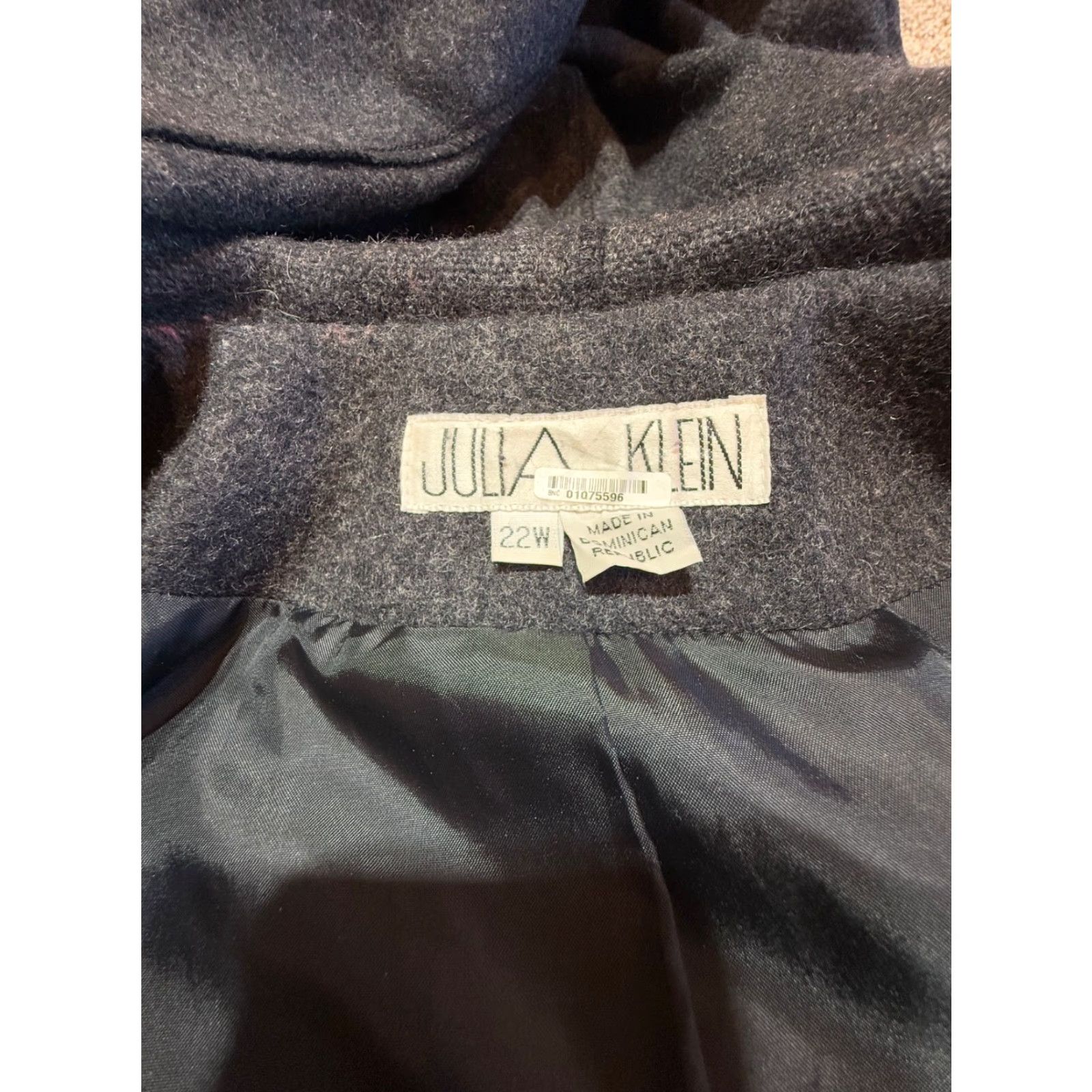 Vintage Julia Klein Womens Coat Pea Wool Jacket 22W Gray Button Casual Winter Plus 22W Womens Coat Size 3XL / US 20-22 - 7 Thumbnail