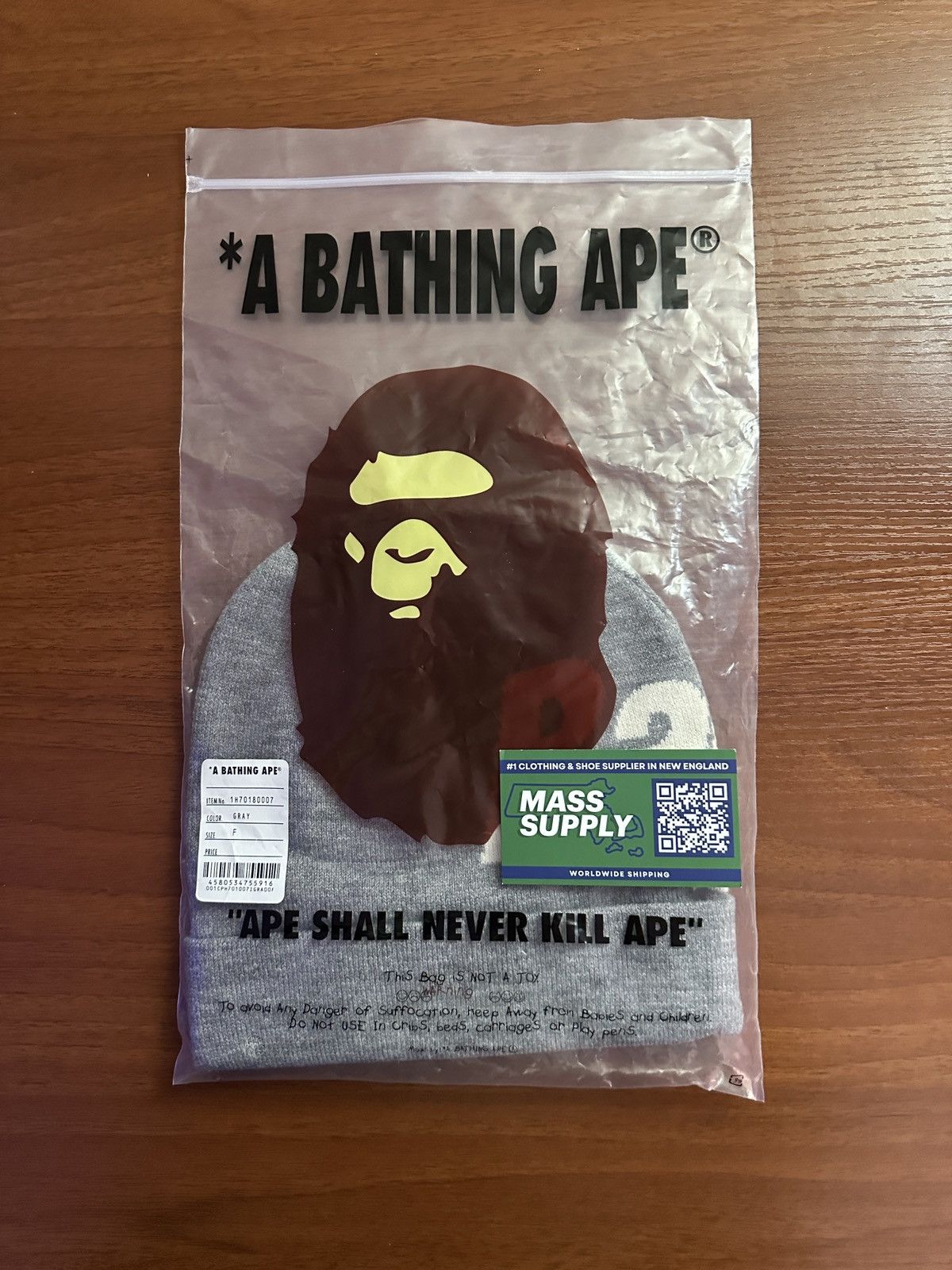 Bape Bape Beanie Grey Brand new Size ONE SIZE - 1 Thumbnail