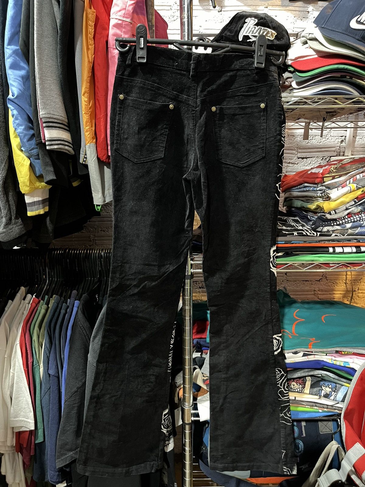 Japanese Brand × Vintage Wink Wink White Rose Black Booty Pants Size 27" / US 4 / IT 40 - 4 Thumbnail