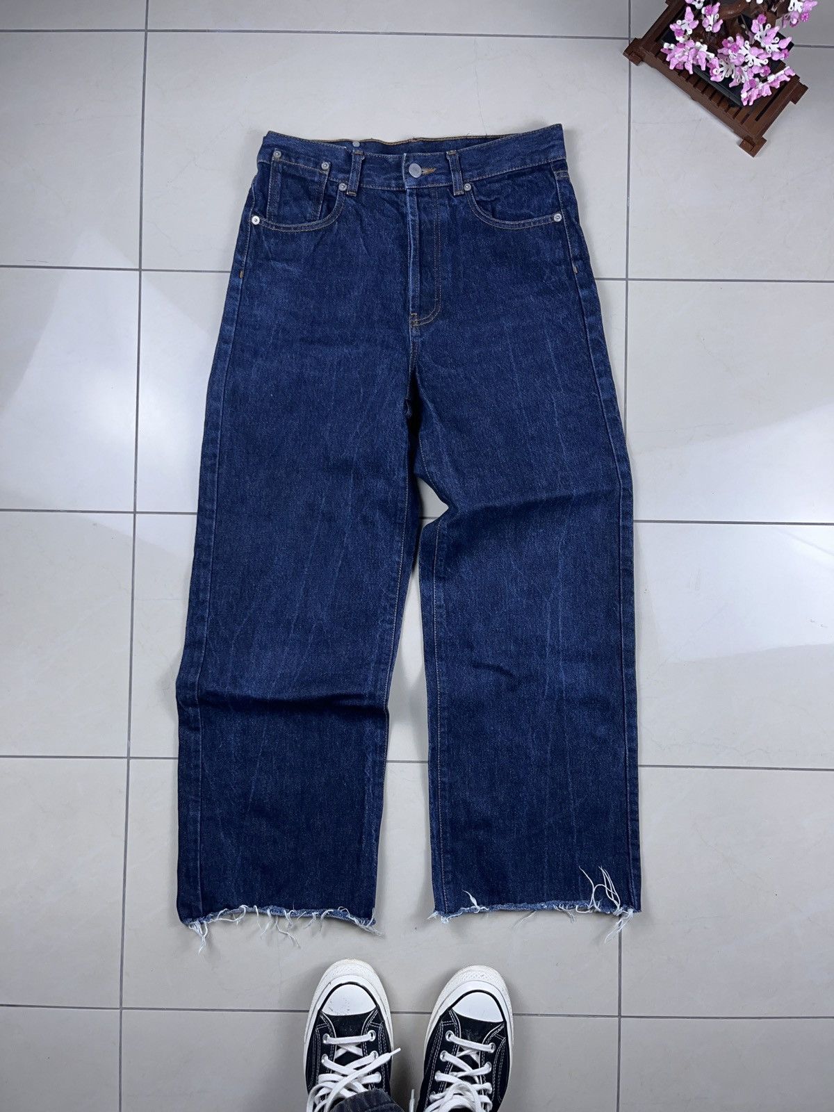 ➕ wide dries van noten jeans baggy distressed denim designer