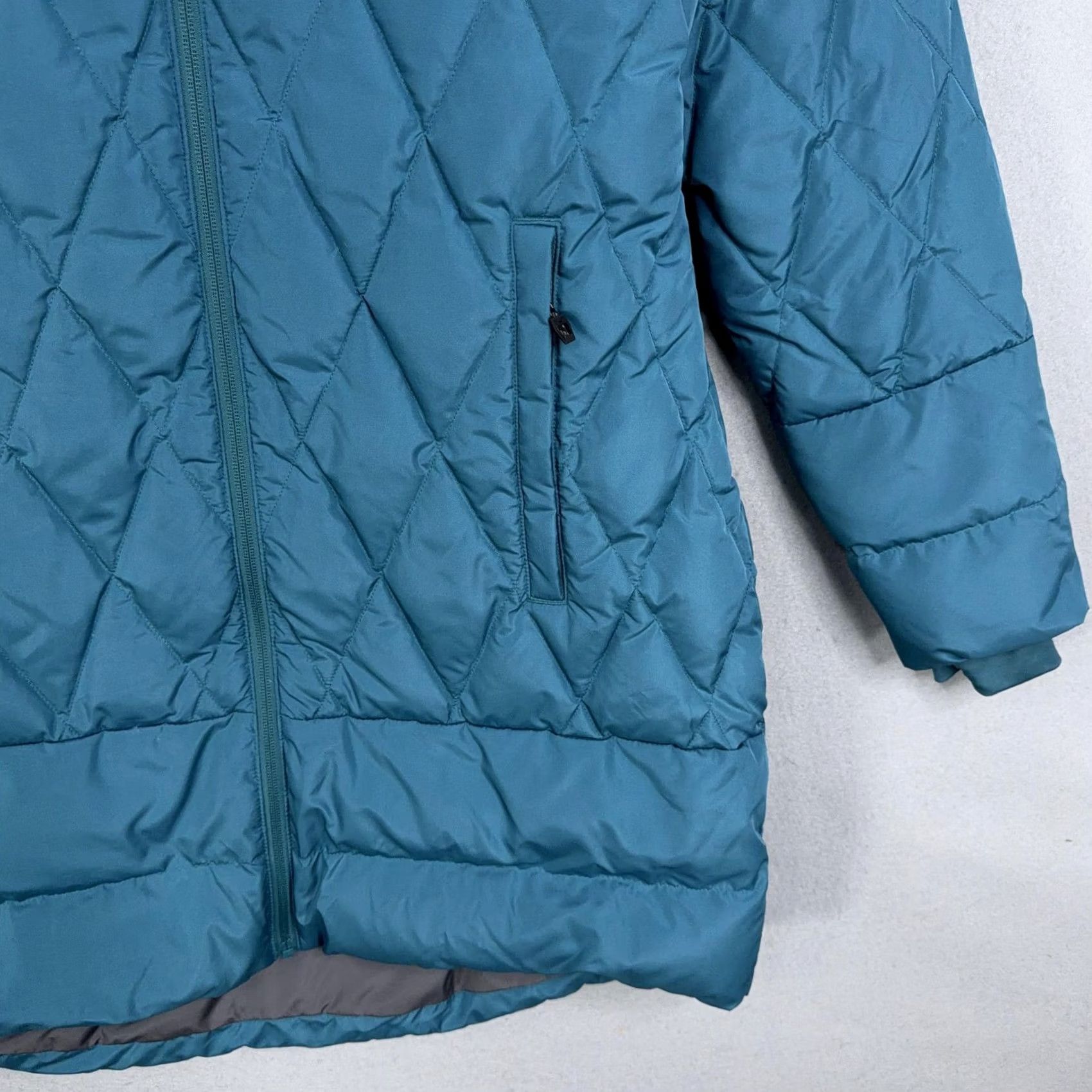 Vintage Moosejaw Coat Womens Large Blue Quilted Down Puffer Hooded Long Winter Jacket Size L / US 10 / IT 46 - 3 Thumbnail