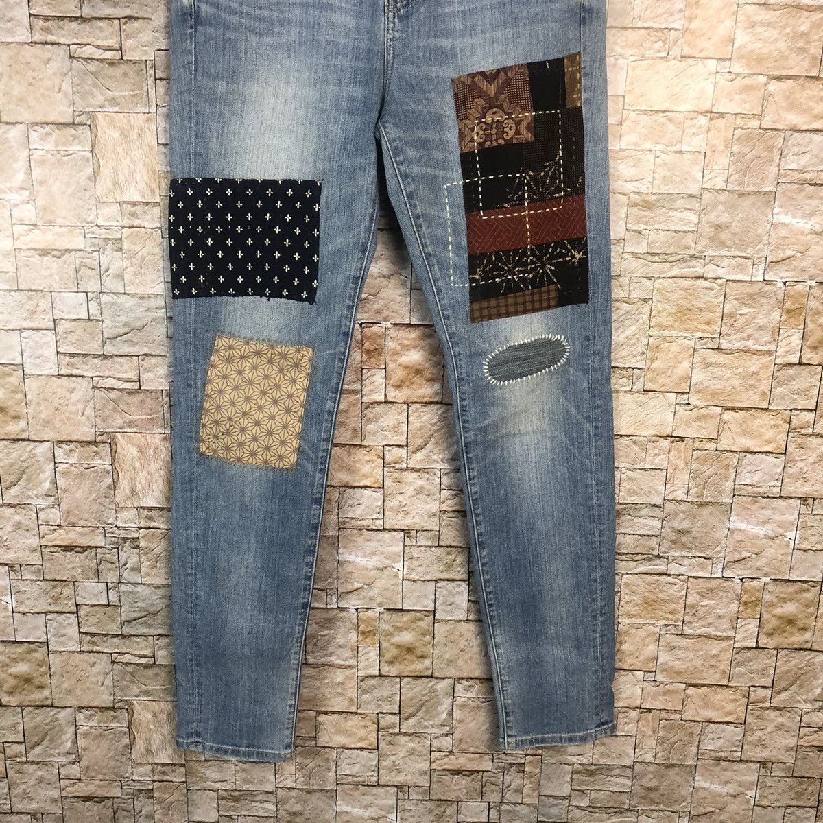LOWRYS FARM Lowrys Farm sashiko patchwork Blue Denim Pants #A75 Size US 30 / EU 46 - 3 Thumbnail