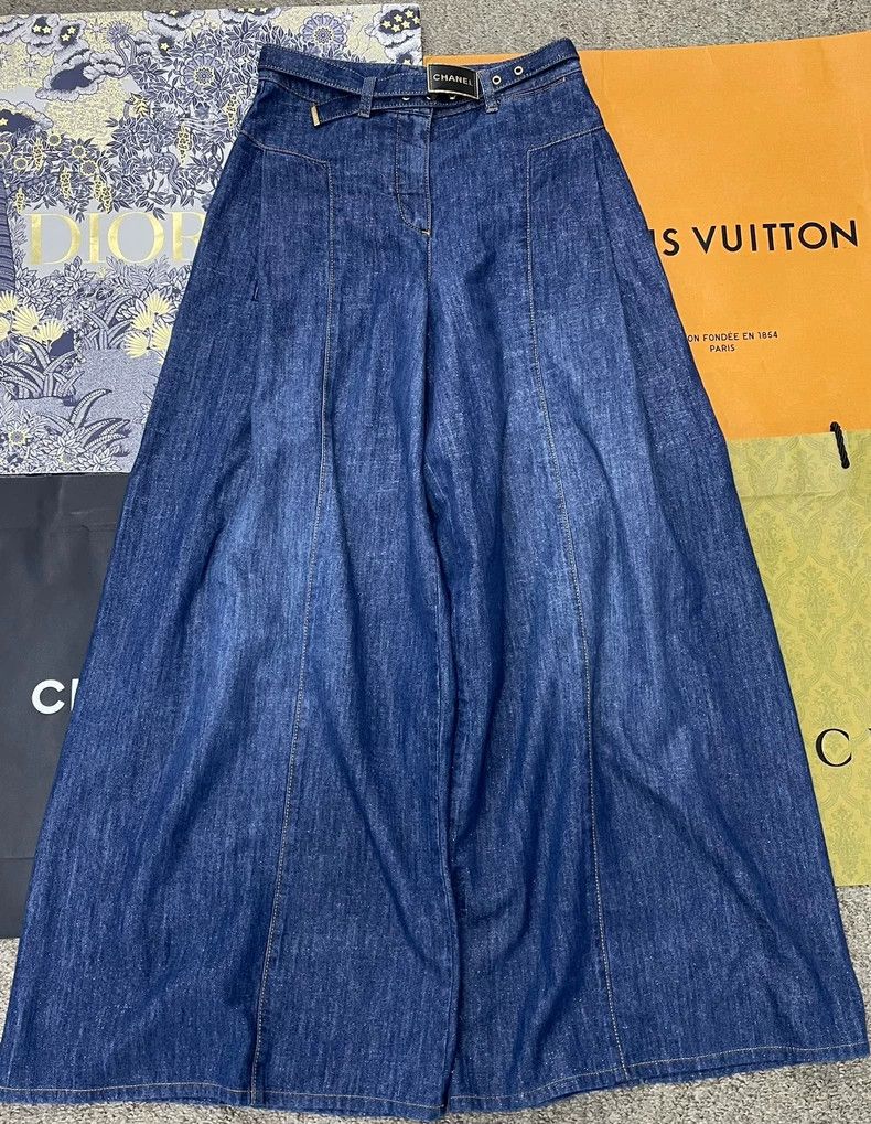 Chanel Blue Wide-Leg Denim Jeans - dmc