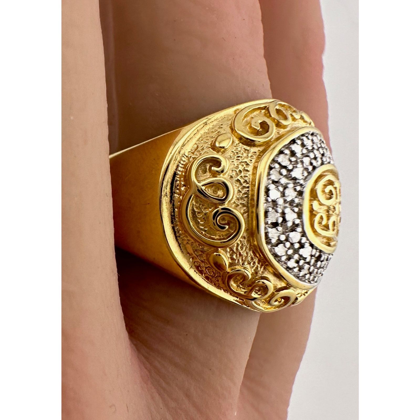 Other Gold and Silver Statement Ring with Ancient Motif - Size 7.5 Size ONE SIZE - 3 Thumbnail