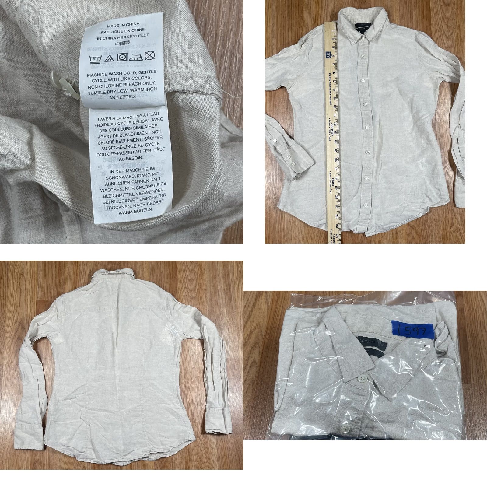 Vintage VINTAGE? No. J Crew Button-Up Shirt Womens Size 0 Beige Linen Blend Long Sleeve Casual Shirt Womens XS-0? (No new info). Size XS / US 0-2 / IT 36-38 - 9 Thumbnail
