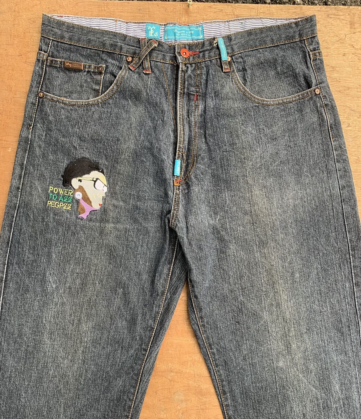 Vintage L.R.G Hip Hop Make Jeans Not War Baggy Denim Pants Size US 38 / EU 54 - 8 Thumbnail