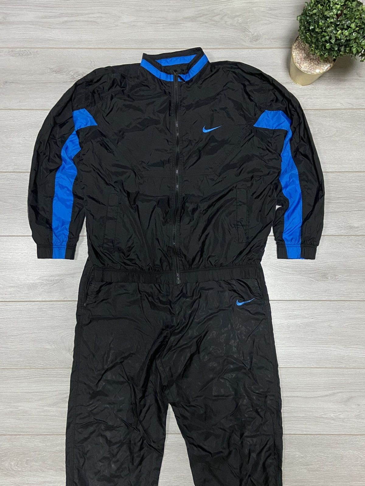 Nike Nike 90s vintage nylon suit big logo spell zip jacket pants 