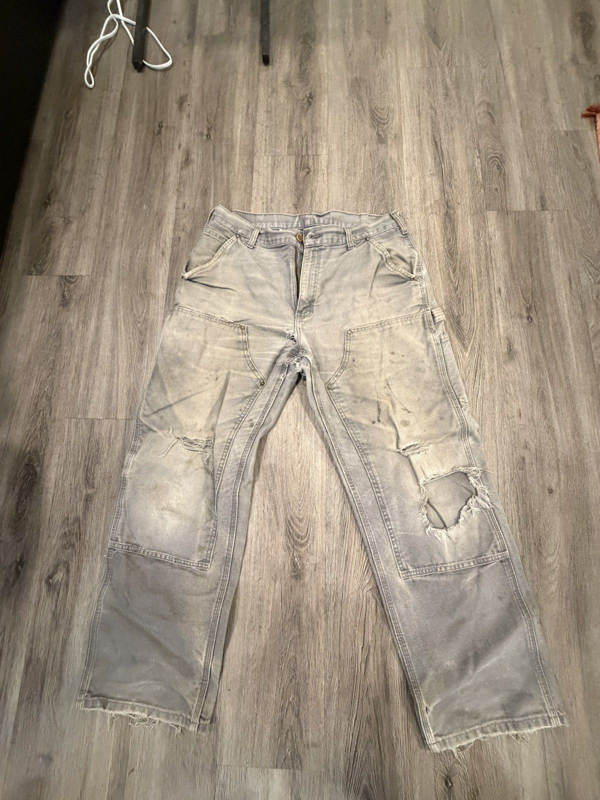 Carhartt Grey Carhartt Double Knee Carpenter Pants (34x30) Size US 34 / EU 50 - 1 Thumbnail